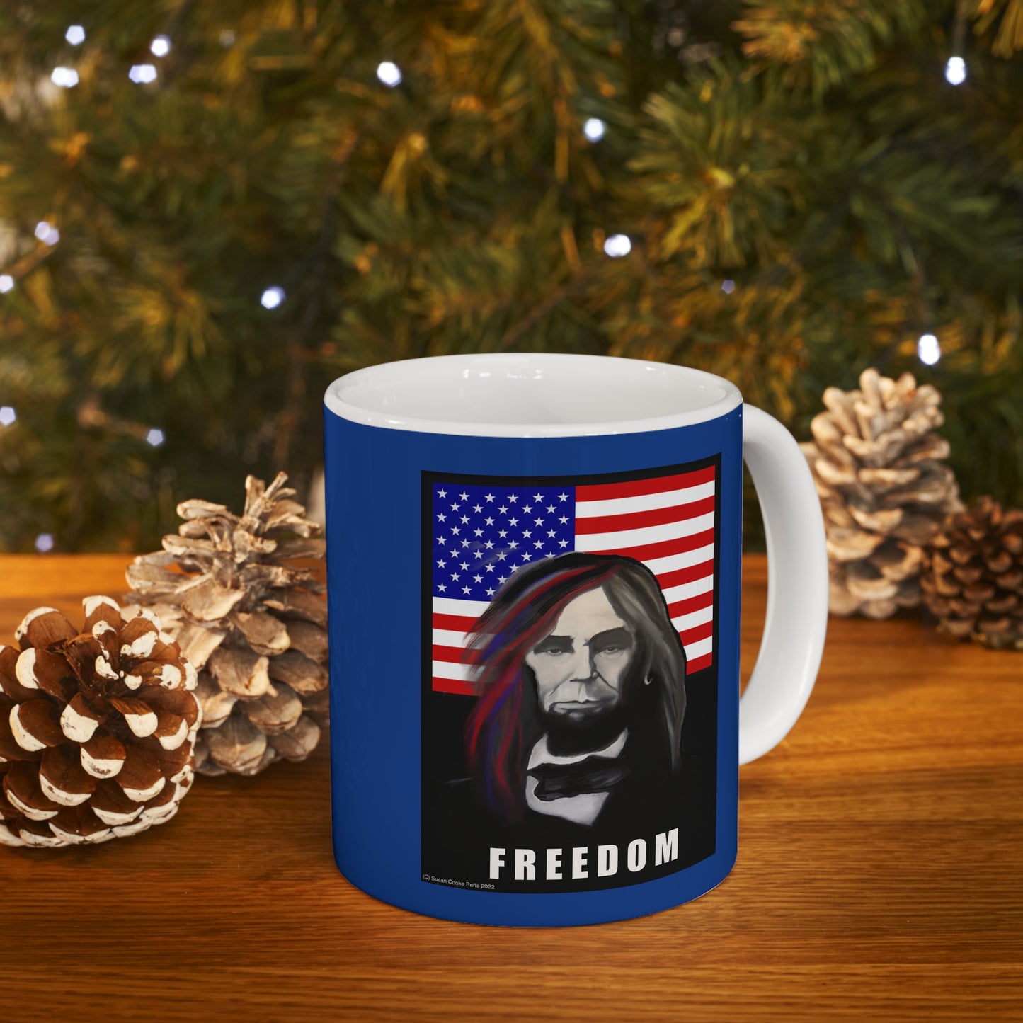 Freedom - Lincoln - American Flag - Patriotic coffee mug - patriot coffee mug - patriotic mug - patriotic coffee mug