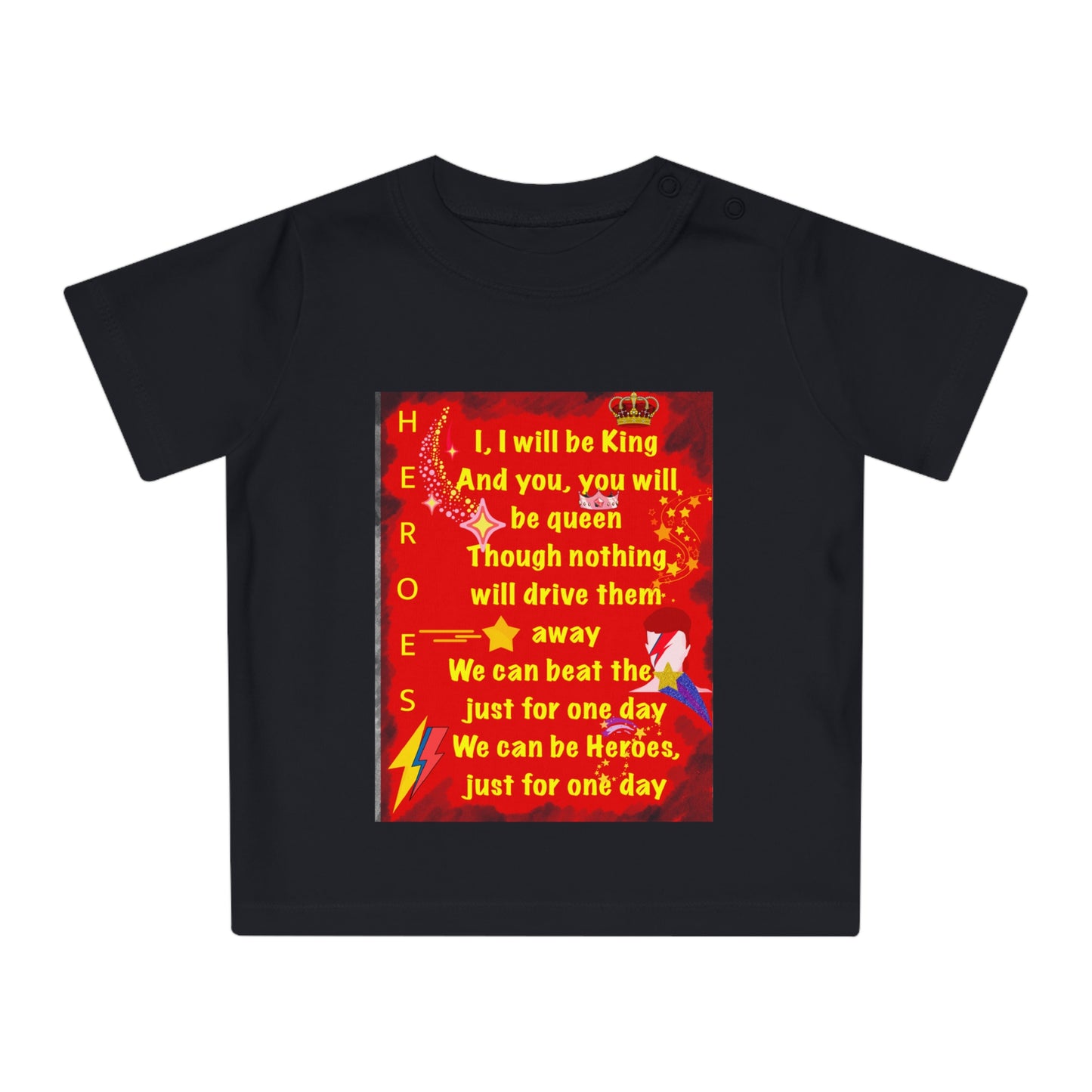 Bowie - Heroes - Baby T Shirt - Bowie Art - Bowie Artwork - David Bowie - Bowie gifts - Baby Gift - Baby Shower gift - Infant gifts