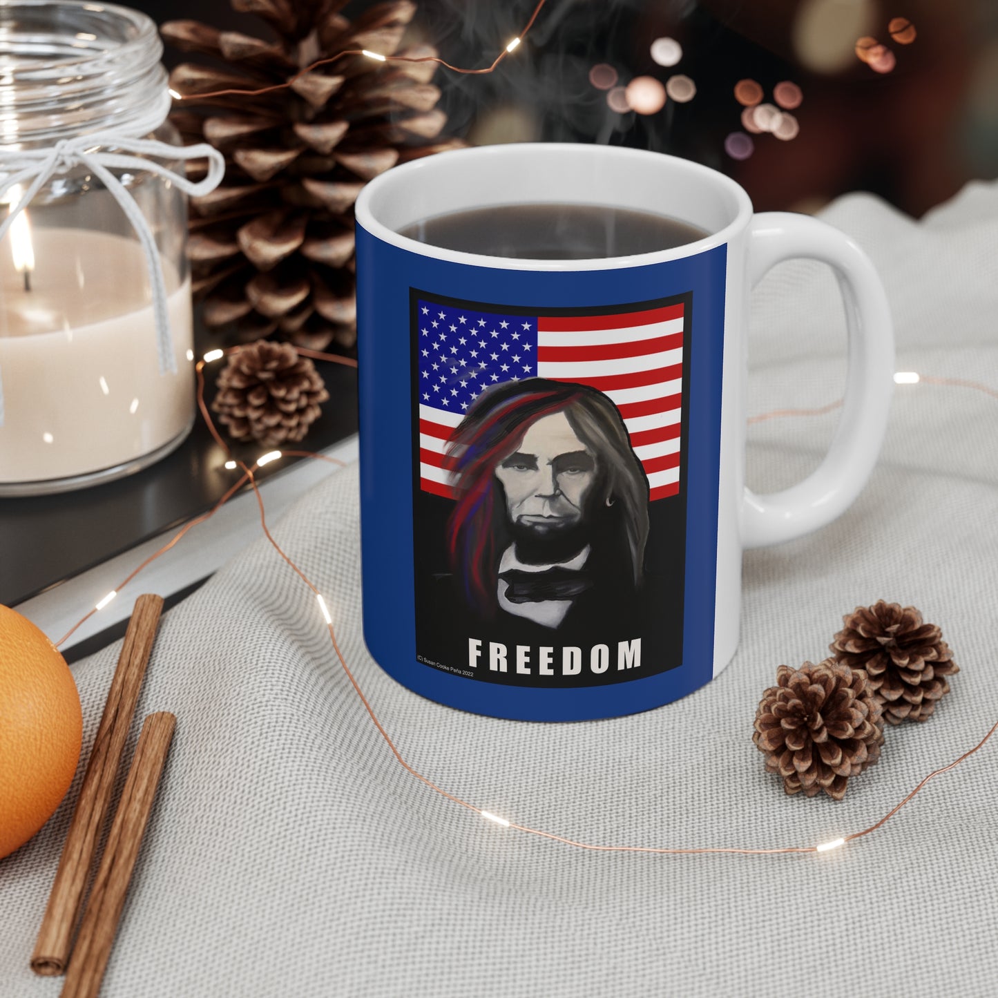 Freedom - Lincoln - American Flag - Patriotic coffee mug - patriot coffee mug - patriotic mug - patriotic coffee mug
