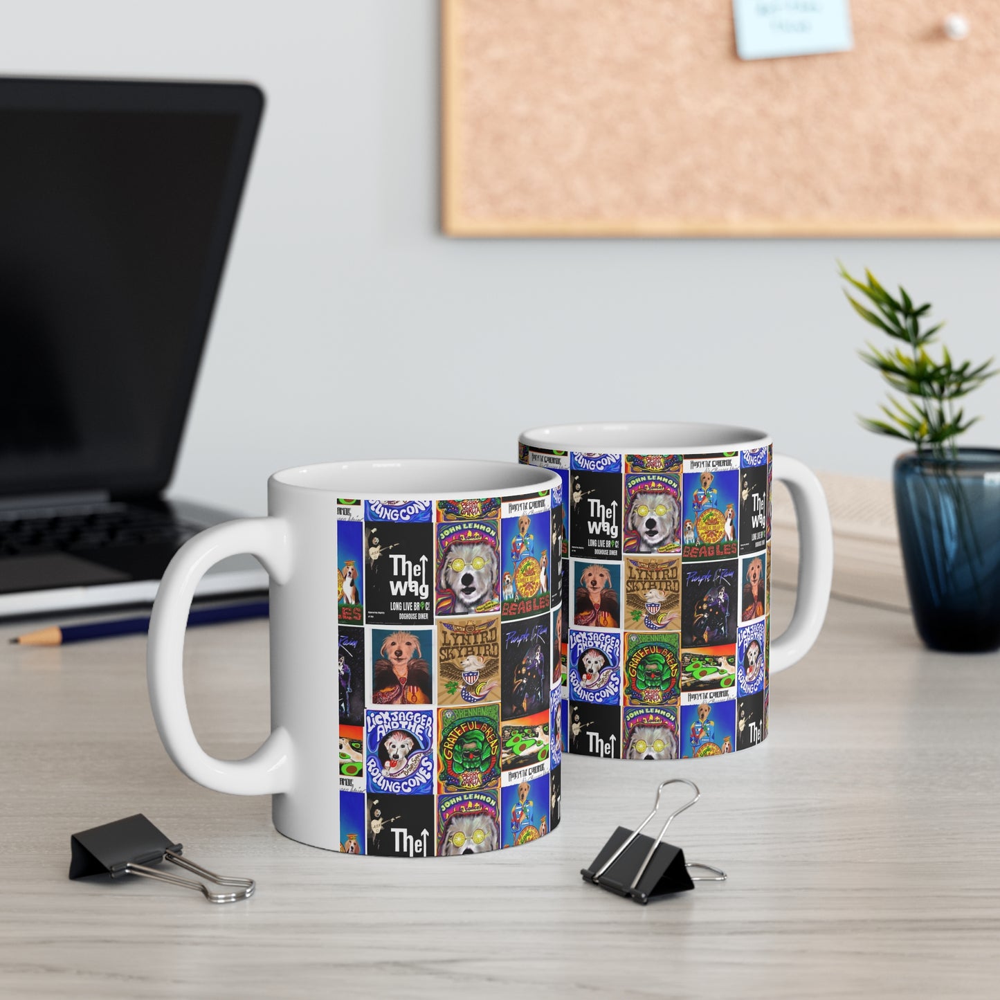 Sir Brennan Collage Coffee Mug - inspired by - The Who - Grateful Dead - John Lennon - Lynyrd Skynyrd - Prince - The Beatles - Led Zeppelin