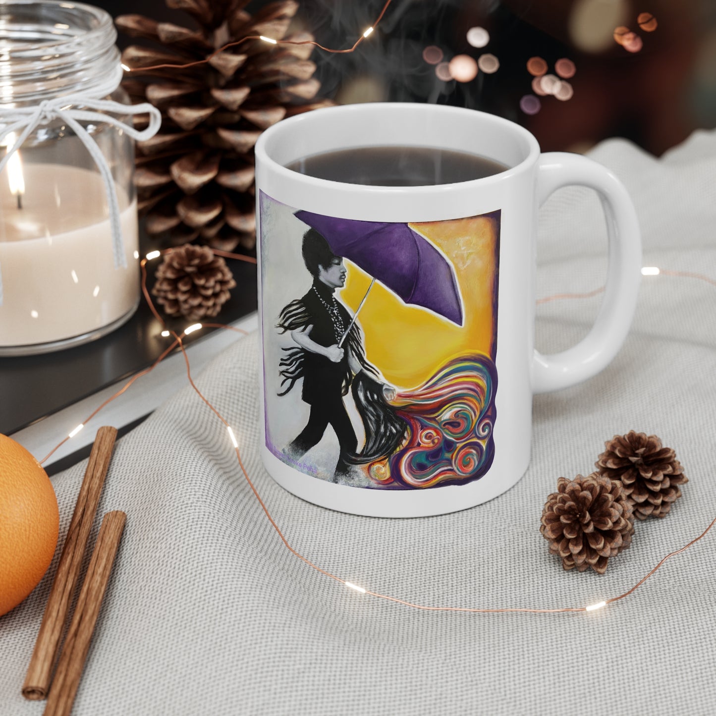 Original Art Prince - third eye girl - purple umbrella - inspired by - Prince - Purple Rain - Prince mugs - prince gifts