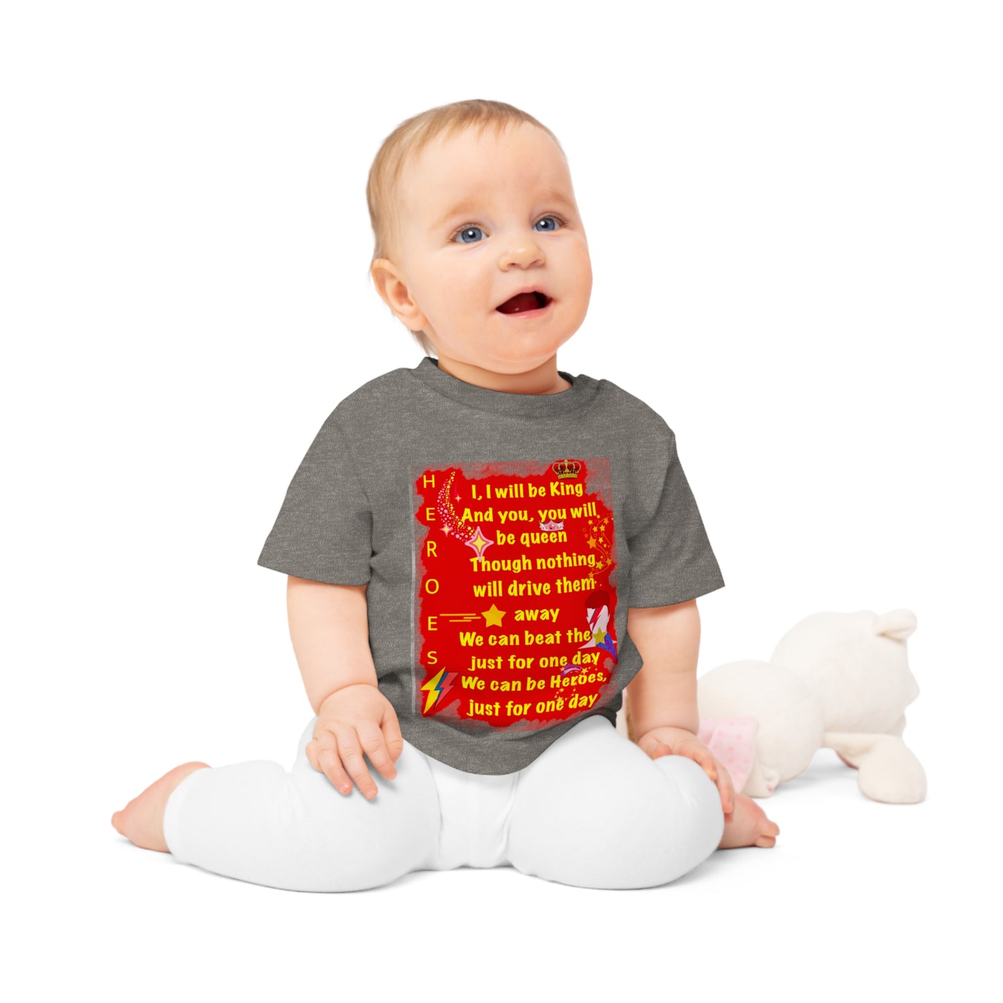 Bowie - Heroes - Baby T Shirt - Bowie Art - Bowie Artwork - David Bowie - Bowie gifts - Baby Gift - Baby Shower gift - Infant gifts
