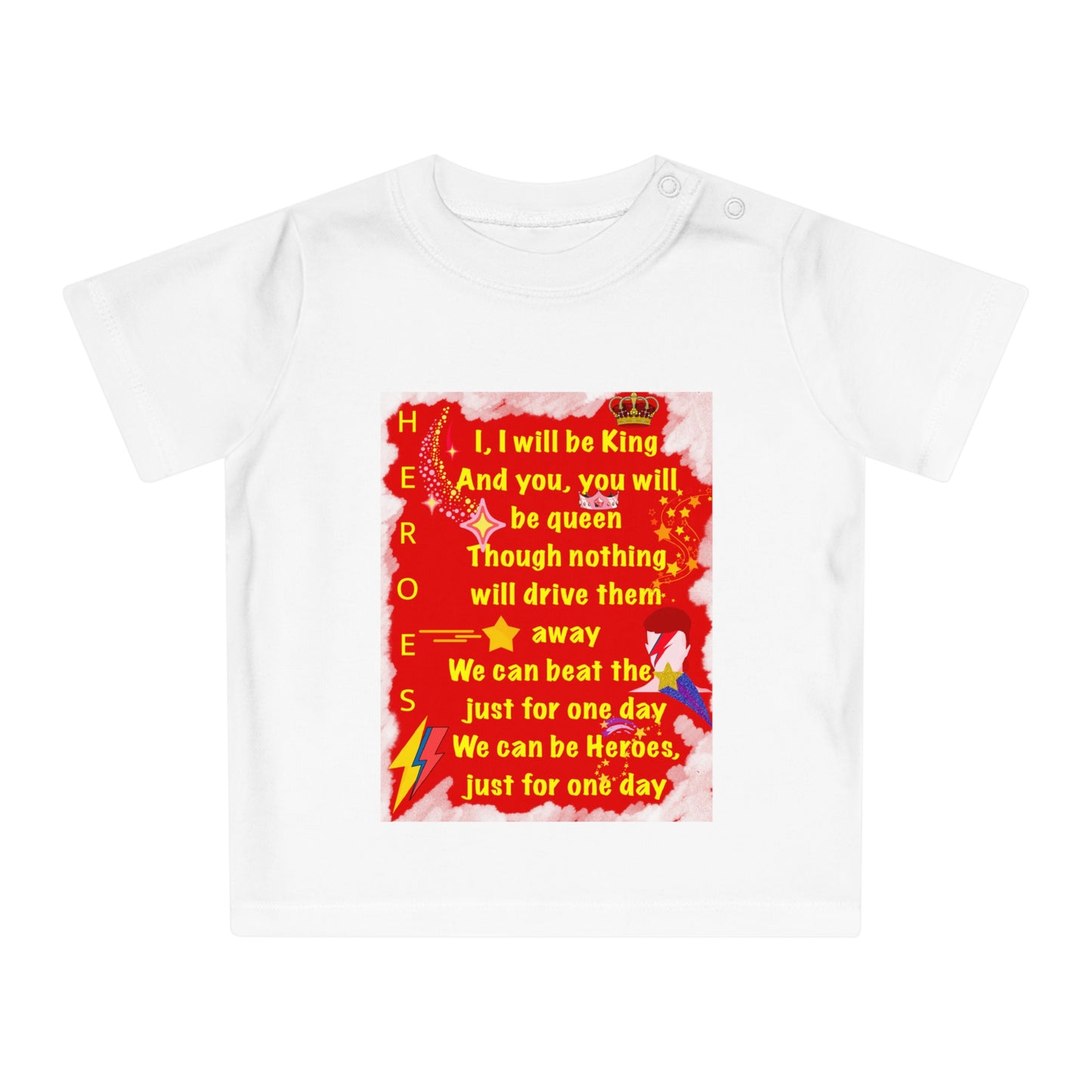 Bowie - Heroes - Baby T Shirt - Bowie Art - Bowie Artwork - David Bowie - Bowie gifts - Baby Gift - Baby Shower gift - Infant gifts