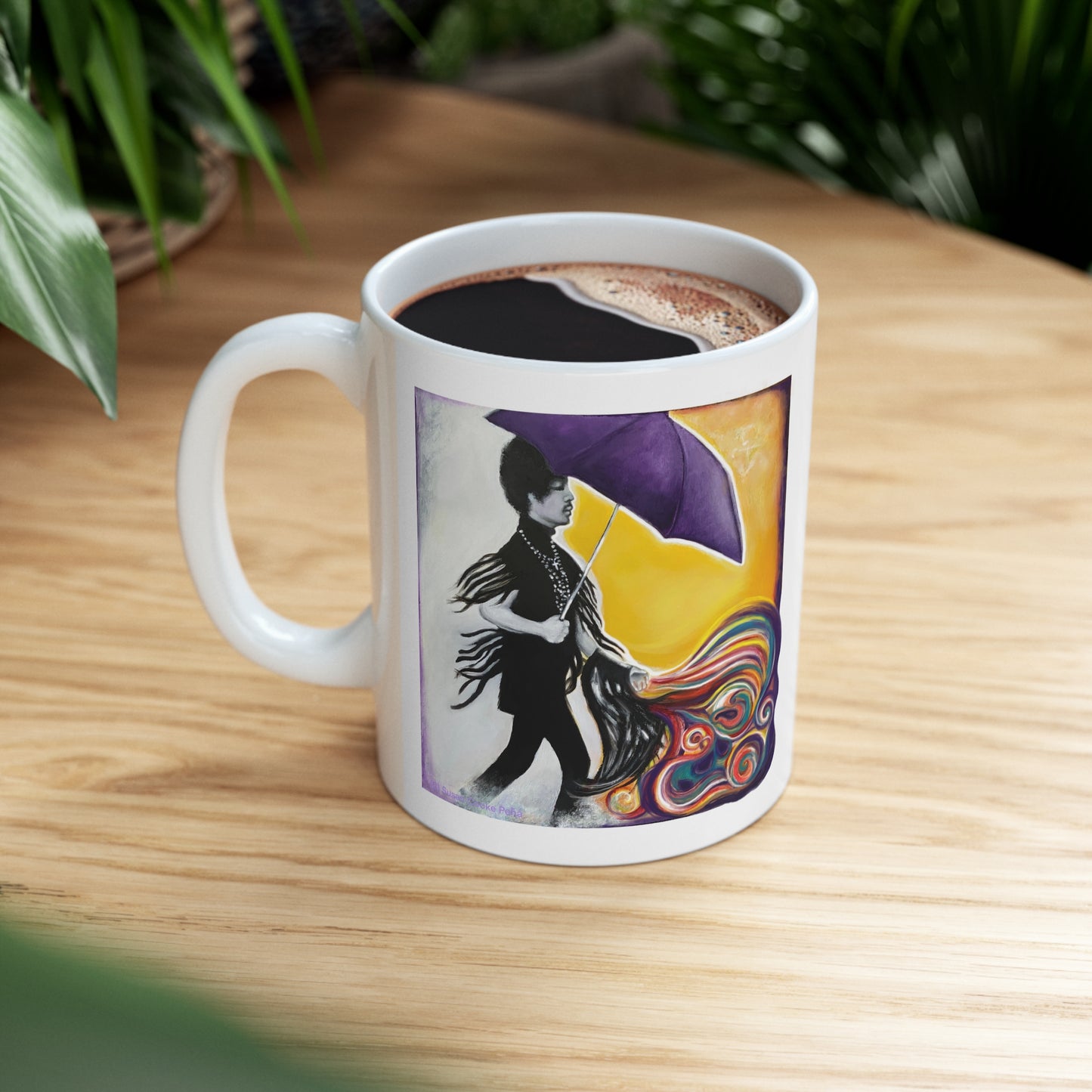 Original Art Prince - third eye girl - purple umbrella - inspired by - Prince - Purple Rain - Prince mugs - prince gifts