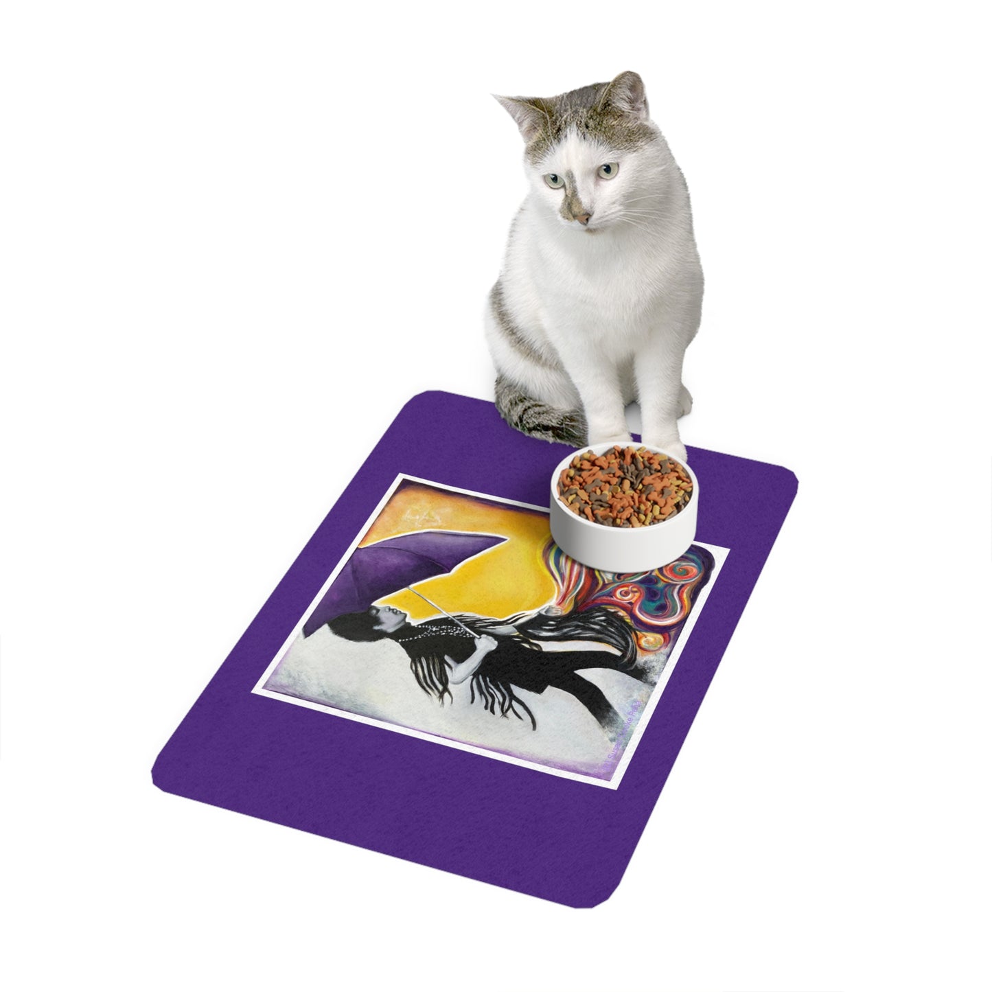 Prince-Inspired Art - Pet Food Mat (12x18) - food mat - prince themed pet - prince mat - prince for pets - prince pets - purple umbrella - purple rain