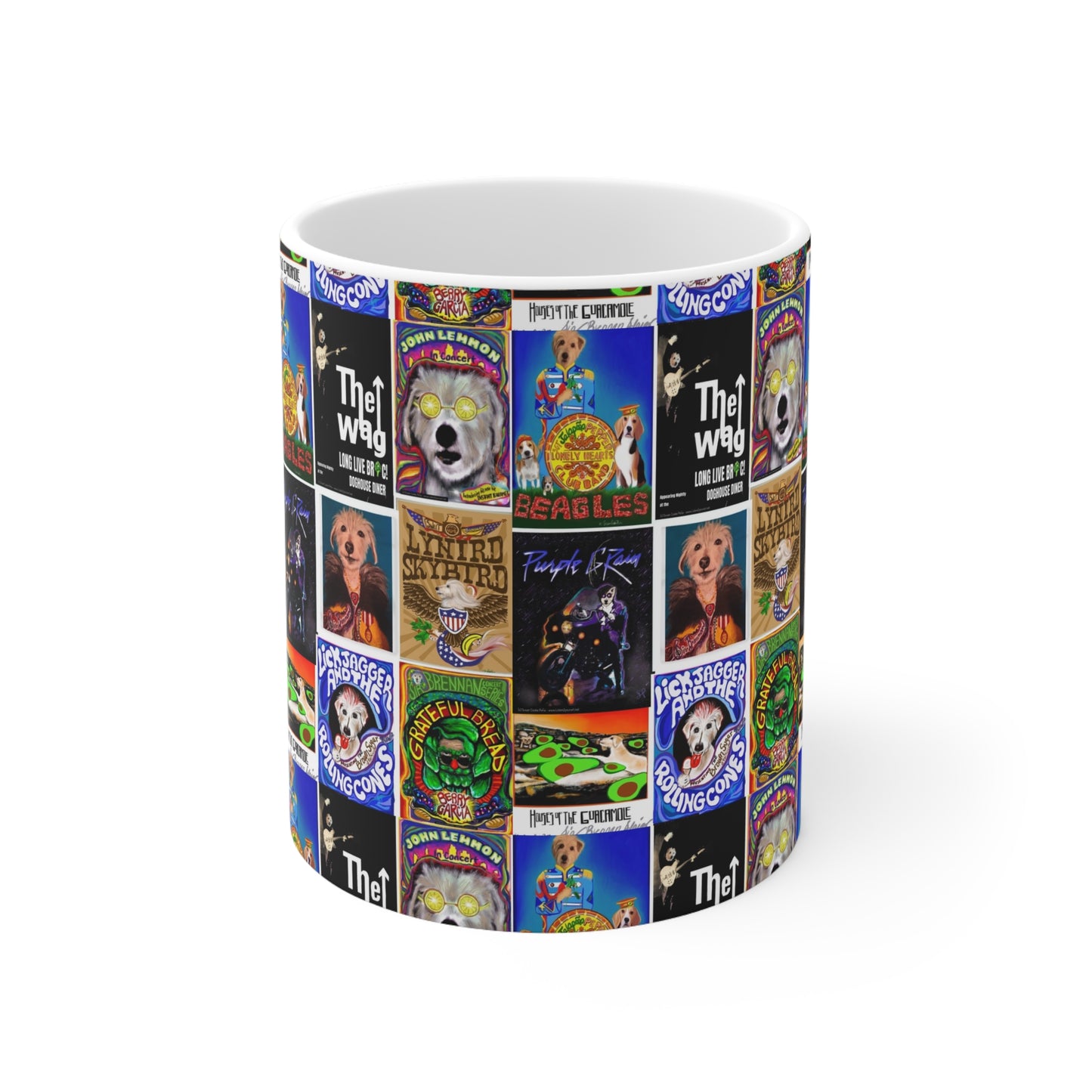 Sir Brennan Collage Coffee Mug - inspired by - The Who - Grateful Dead - John Lennon - Lynyrd Skynyrd - Prince - The Beatles - Led Zeppelin