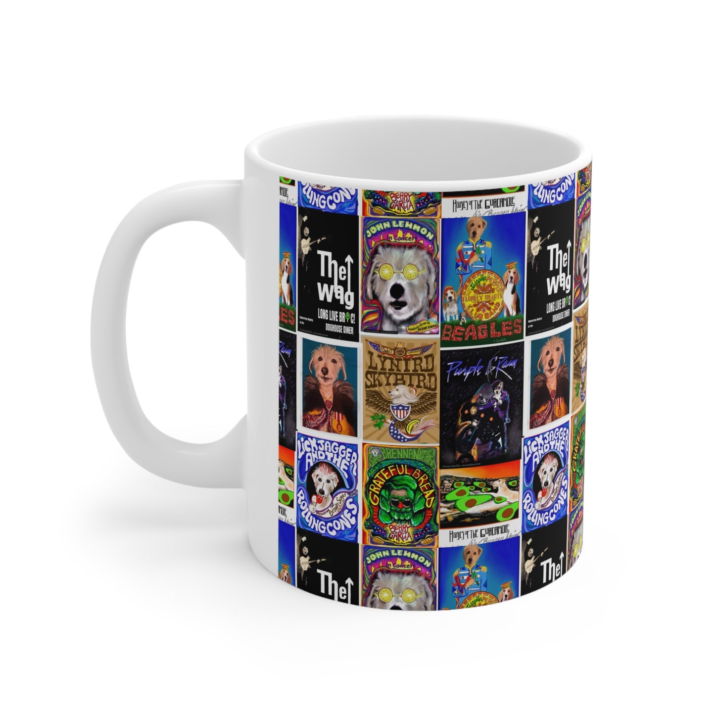 Sir Brennan Collage Coffee Mug - inspired by - The Who - Grateful Dead - John Lennon - Lynyrd Skynyrd - Prince - The Beatles - Led Zeppelin