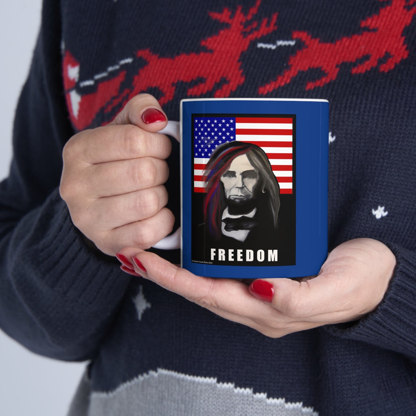 Freedom - Lincoln - American Flag - Patriotic coffee mug - patriot coffee mug - patriotic mug - patriotic coffee mug