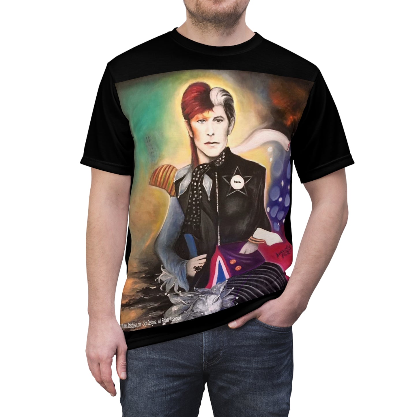 Bowie Inspired Art by SCP AOP (All Over Print) T shirt - Unisex Cut & Sew Tee (AOP) - David Bowie