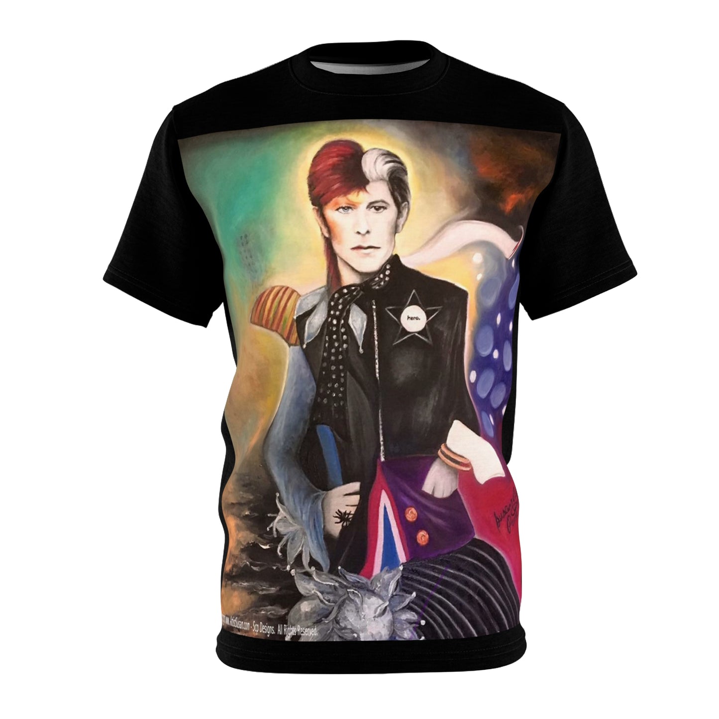 Bowie Inspired Art by SCP AOP (All Over Print) T shirt - Unisex Cut & Sew Tee (AOP) - David Bowie