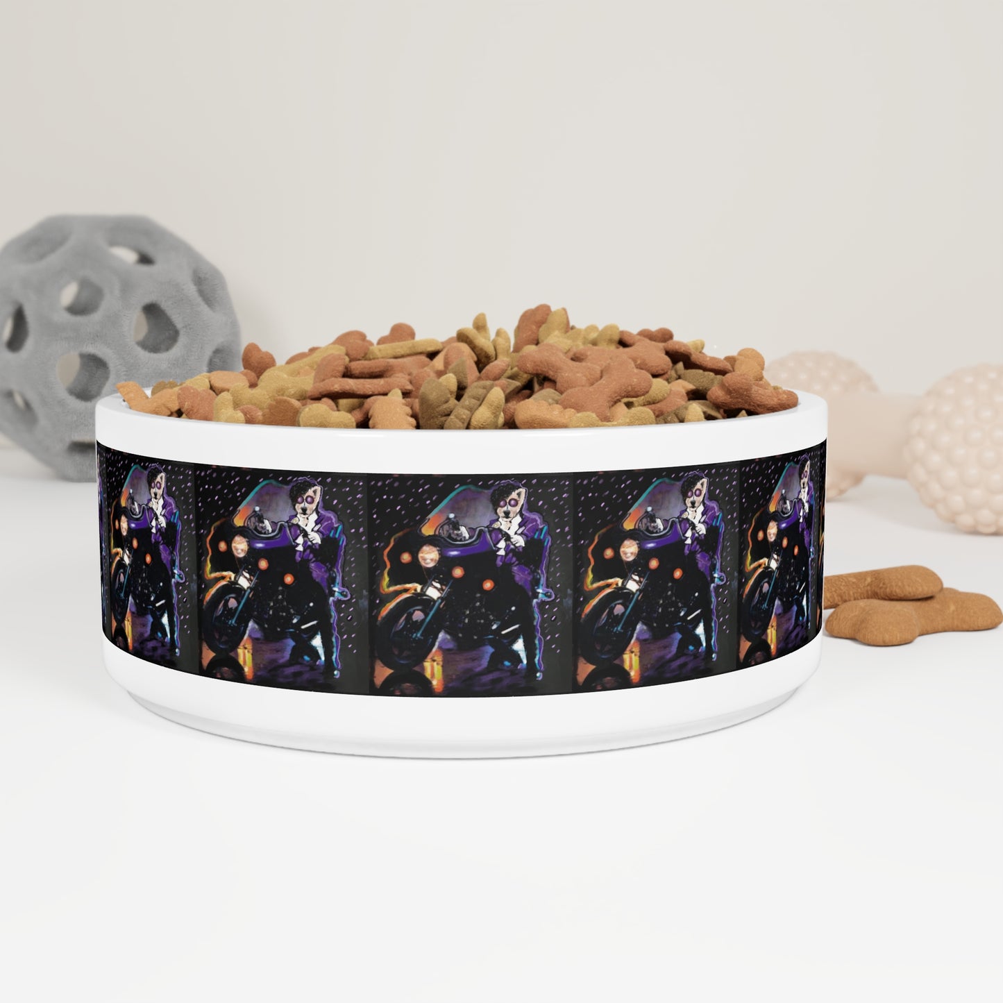 Purple Rain-Inspired Art - pet bowl - prince pet - prince for dogs - pet food bowl - Pet Bowl - Dog Bowl - Cat Bowl - prince on motorcycle