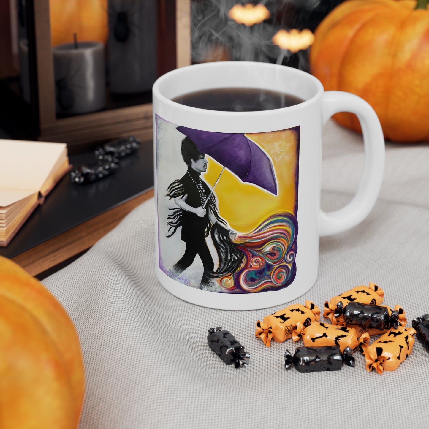 Original Art Prince - third eye girl - purple umbrella - inspired by - Prince - Purple Rain - Prince mugs - prince gifts