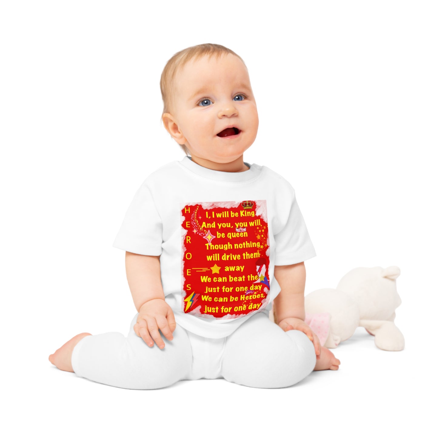 Bowie - Heroes - Baby T Shirt - Bowie Art - Bowie Artwork - David Bowie - Bowie gifts - Baby Gift - Baby Shower gift - Infant gifts
