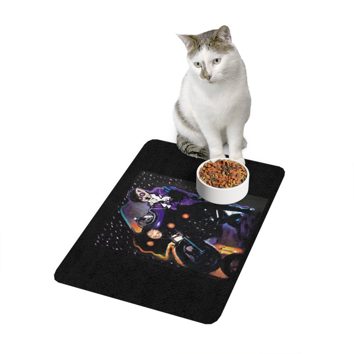 Sir Brennan - Prince's motorcycle - Pet Food Mat (12x18) - food mat - prince themed pet - prince mat - prince for pets - prince pets - purple rain - prince purple rain