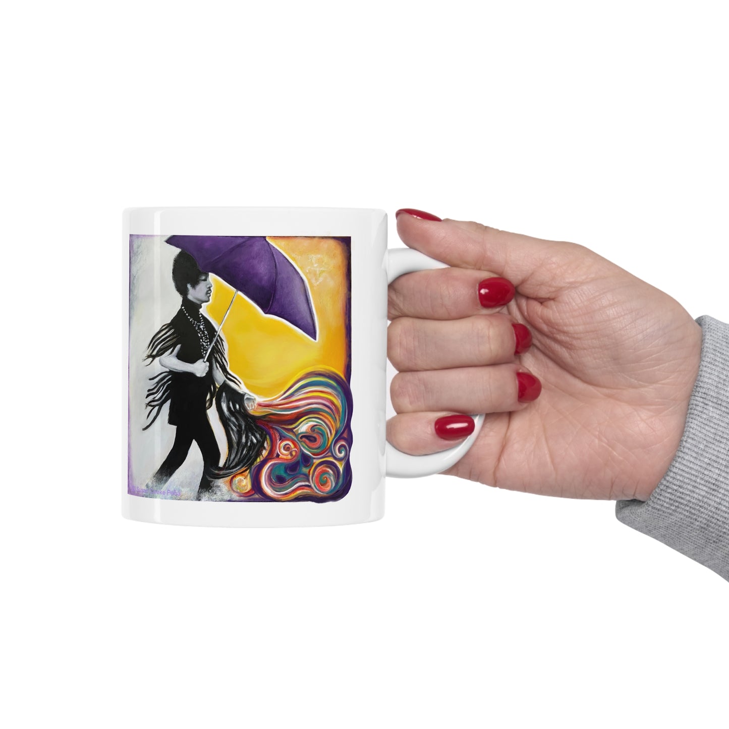 Original Art Prince - third eye girl - purple umbrella - inspired by - Prince - Purple Rain - Prince mugs - prince gifts
