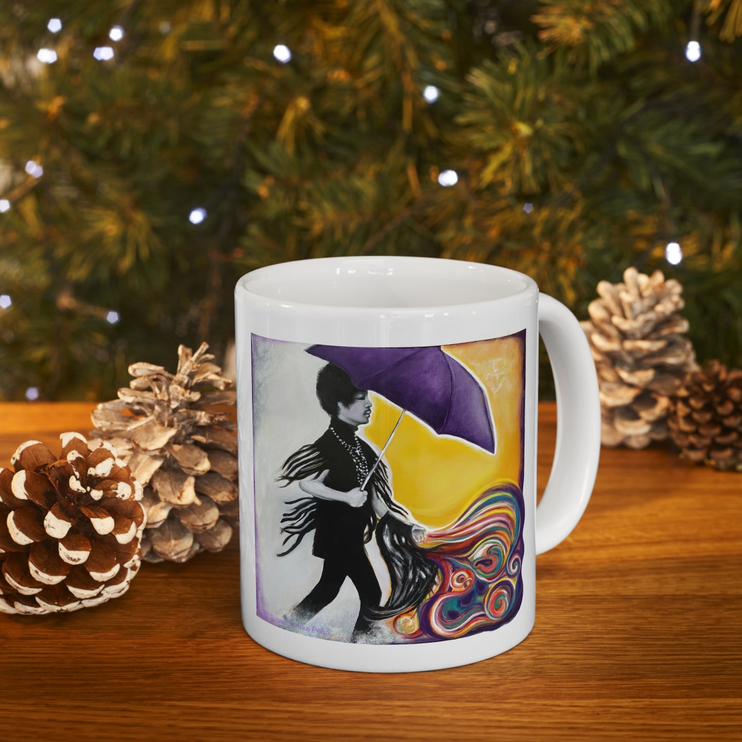 Original Art Prince - third eye girl - purple umbrella - inspired by - Prince - Purple Rain - Prince mugs - prince gifts