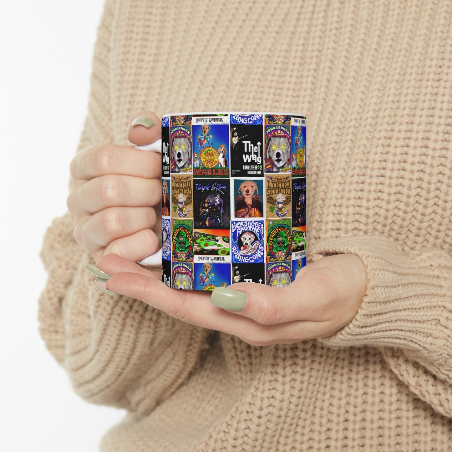 Sir Brennan Collage Coffee Mug - inspired by - The Who - Grateful Dead - John Lennon - Lynyrd Skynyrd - Prince - The Beatles - Led Zeppelin