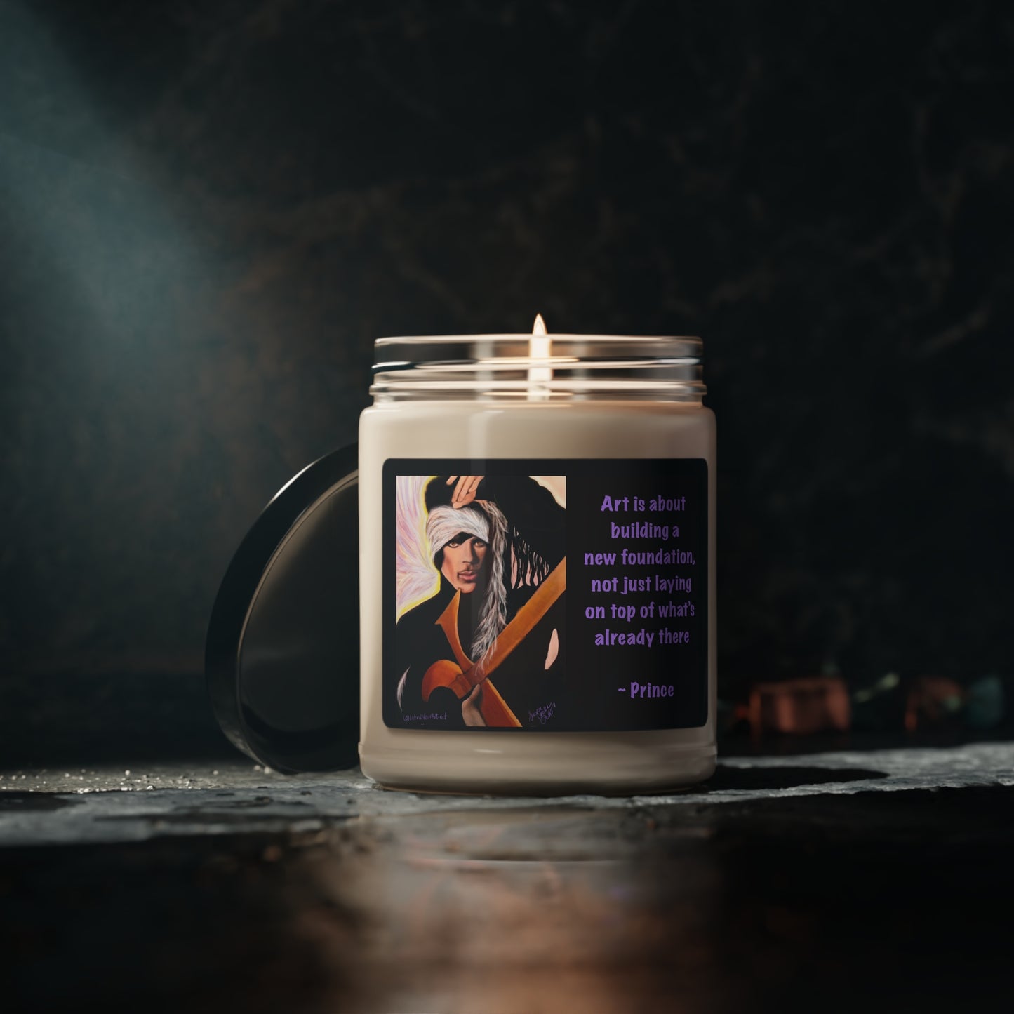 Original - Prince art - by SCP - Scented Organic Soy Candle with glass jar with 3 scents cotton, white sage, lavender, orchid + sea salt ve