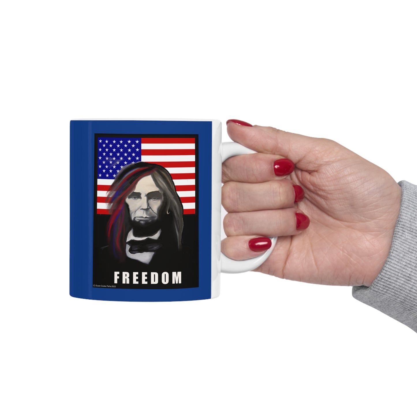 Freedom - Lincoln - American Flag - Patriotic coffee mug - patriot coffee mug - patriotic mug - patriotic coffee mug