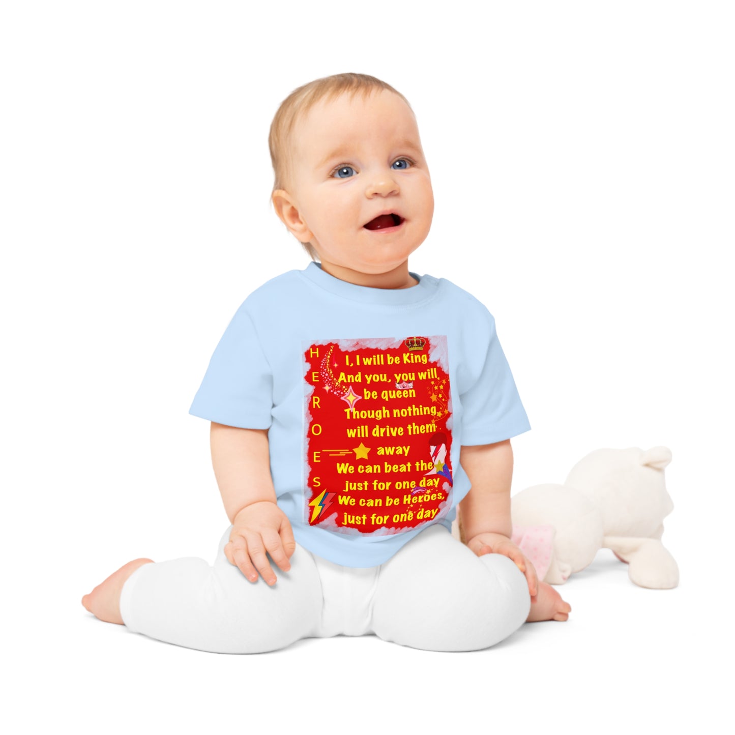 Bowie - Heroes - Baby T Shirt - Bowie Art - Bowie Artwork - David Bowie - Bowie gifts - Baby Gift - Baby Shower gift - Infant gifts