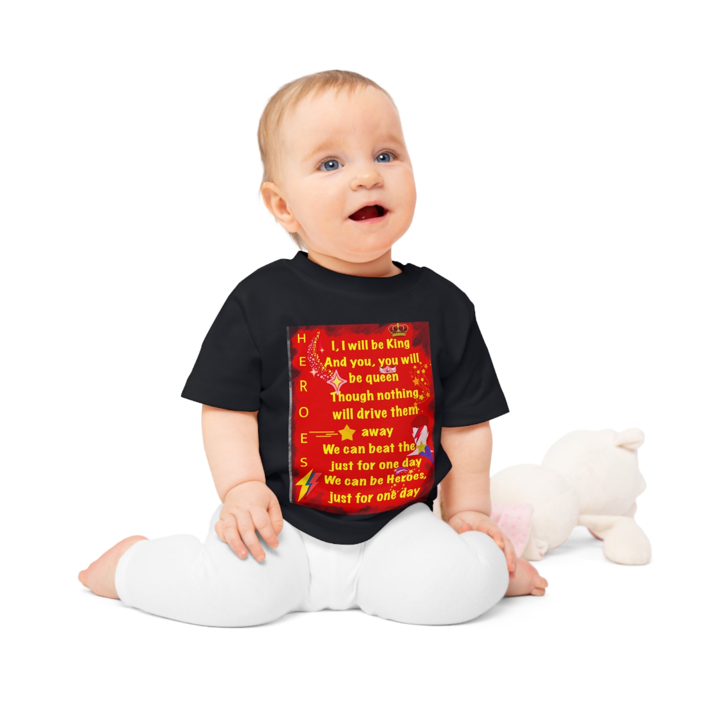 Bowie - Heroes - Baby T Shirt - Bowie Art - Bowie Artwork - David Bowie - Bowie gifts - Baby Gift - Baby Shower gift - Infant gifts
