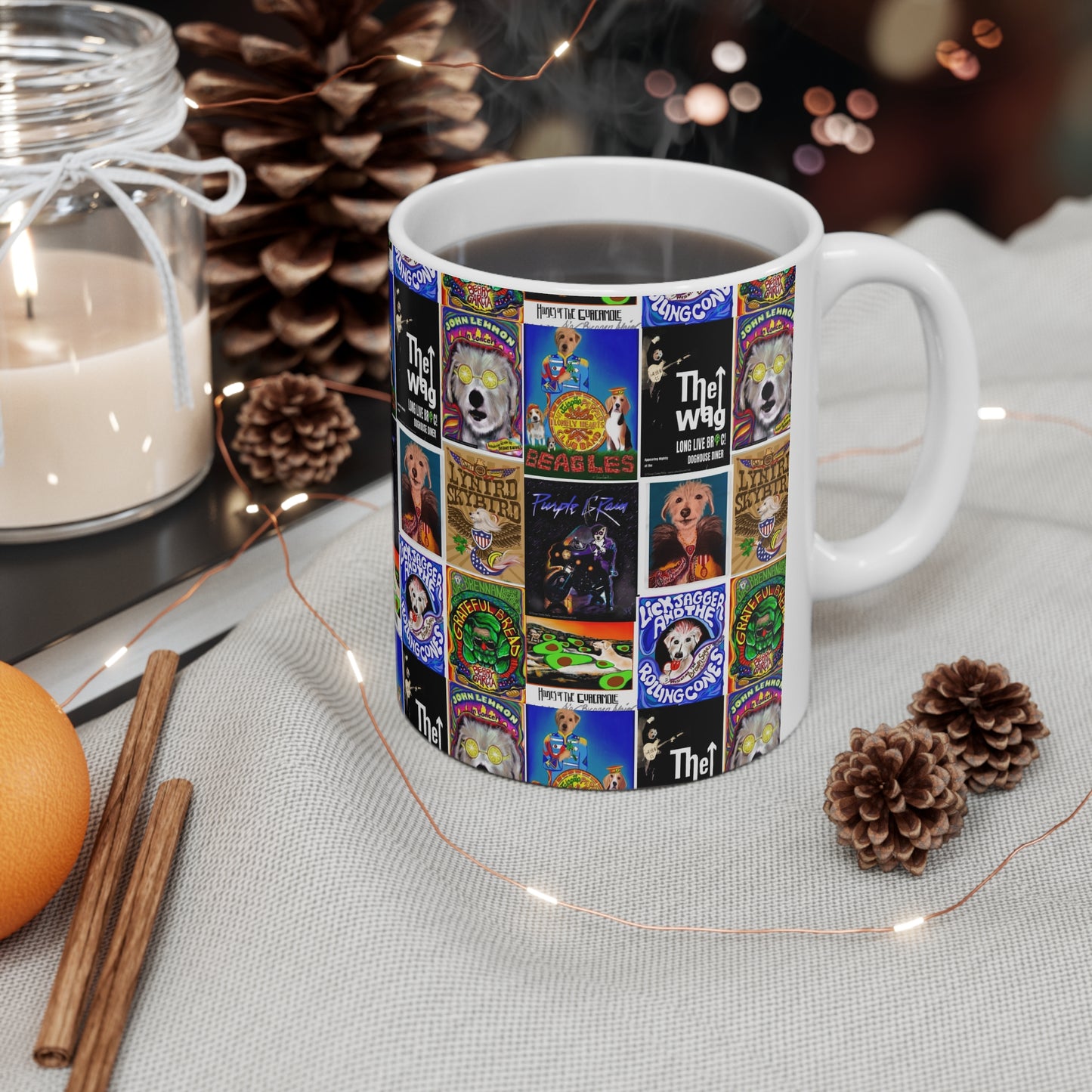 Sir Brennan Collage Coffee Mug - inspired by - The Who - Grateful Dead - John Lennon - Lynyrd Skynyrd - Prince - The Beatles - Led Zeppelin