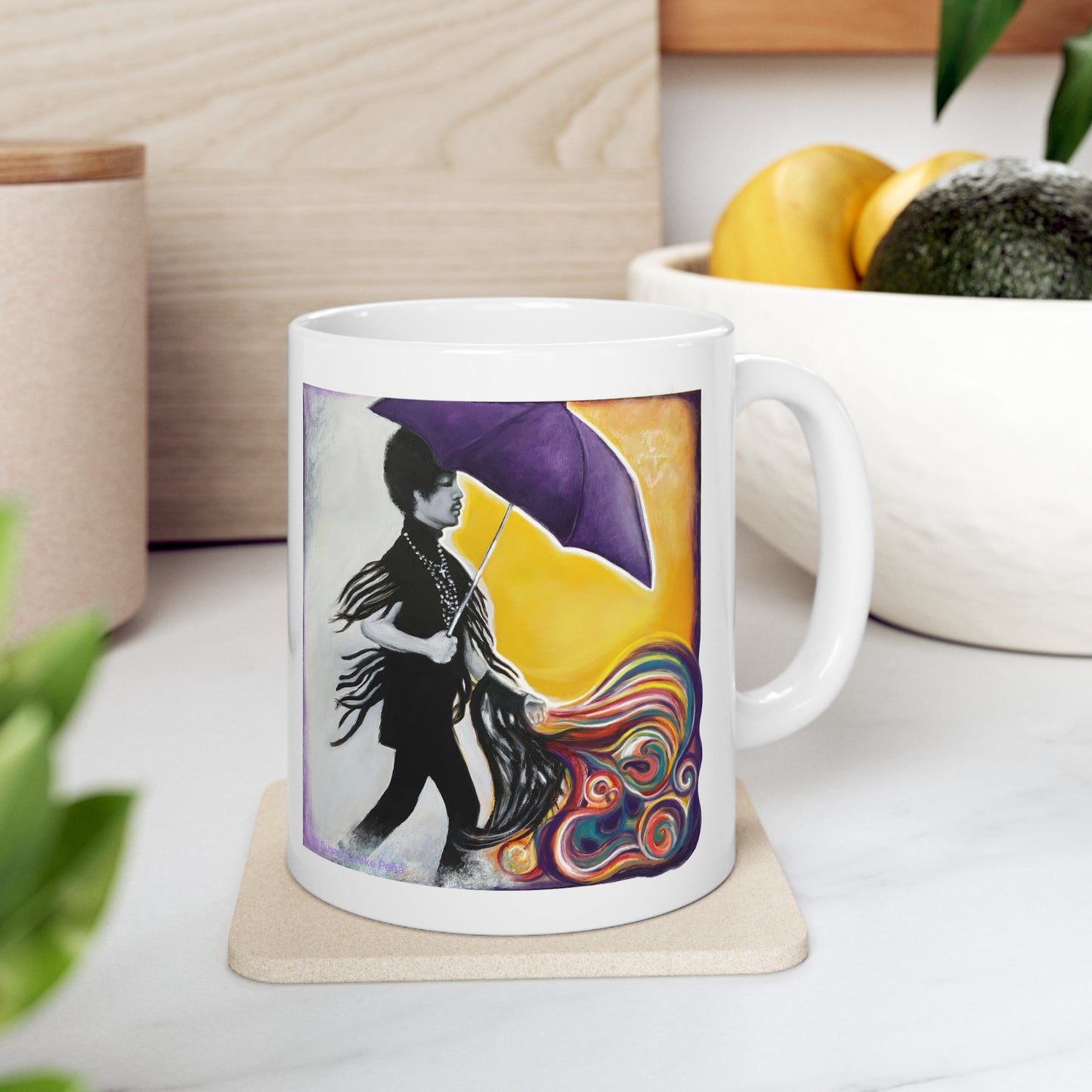 Original Art Prince - third eye girl - purple umbrella - inspired by - Prince - Purple Rain - Prince mugs - prince gifts