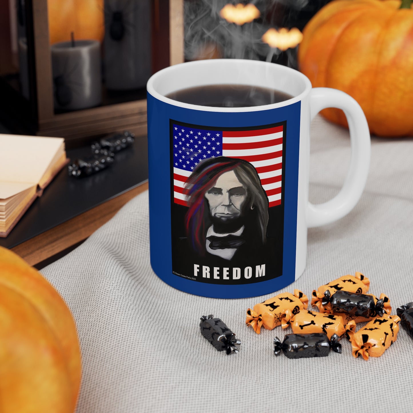 Freedom - Lincoln - American Flag - Patriotic coffee mug - patriot coffee mug - patriotic mug - patriotic coffee mug