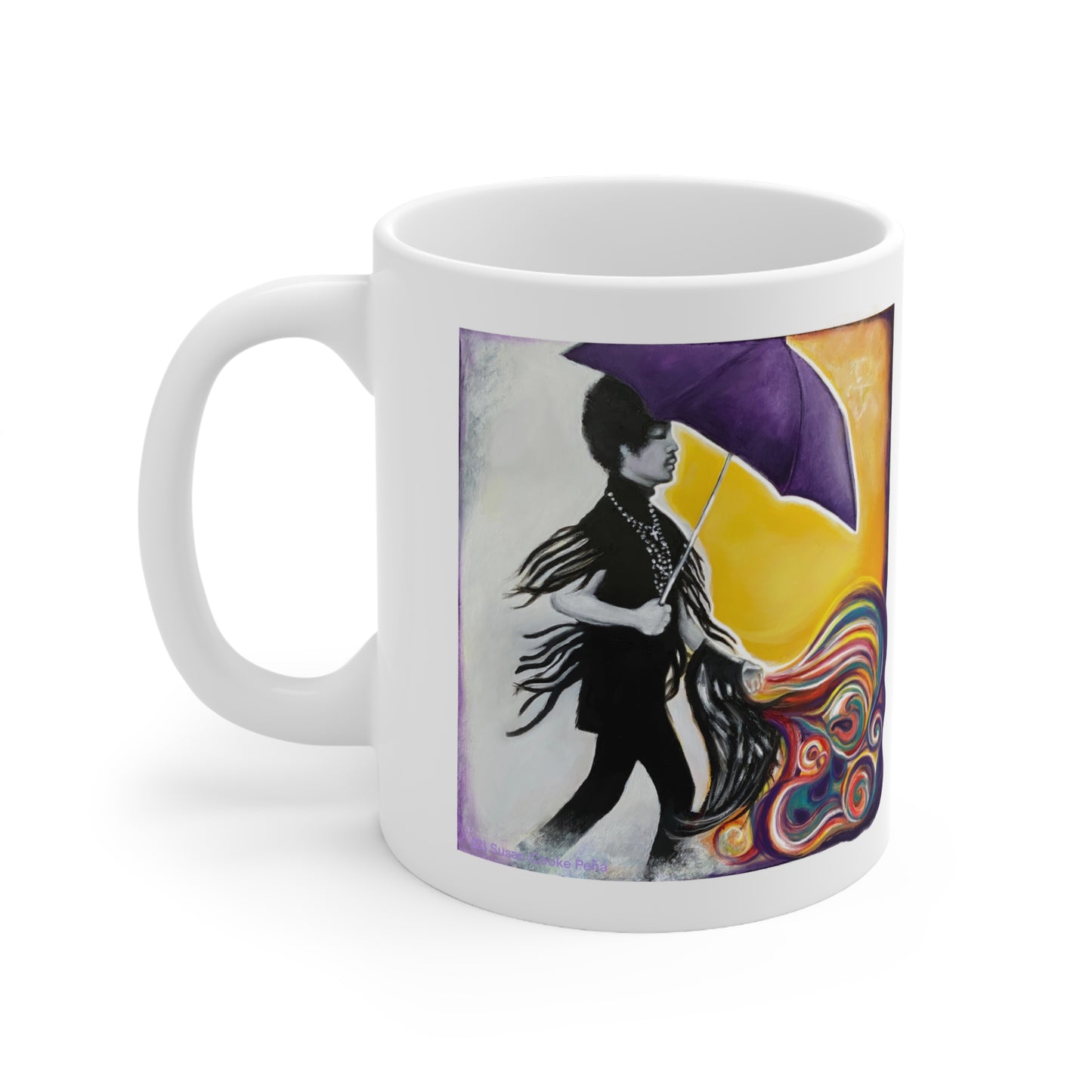 Original Art Prince - third eye girl - purple umbrella - inspired by - Prince - Purple Rain - Prince mugs - prince gifts