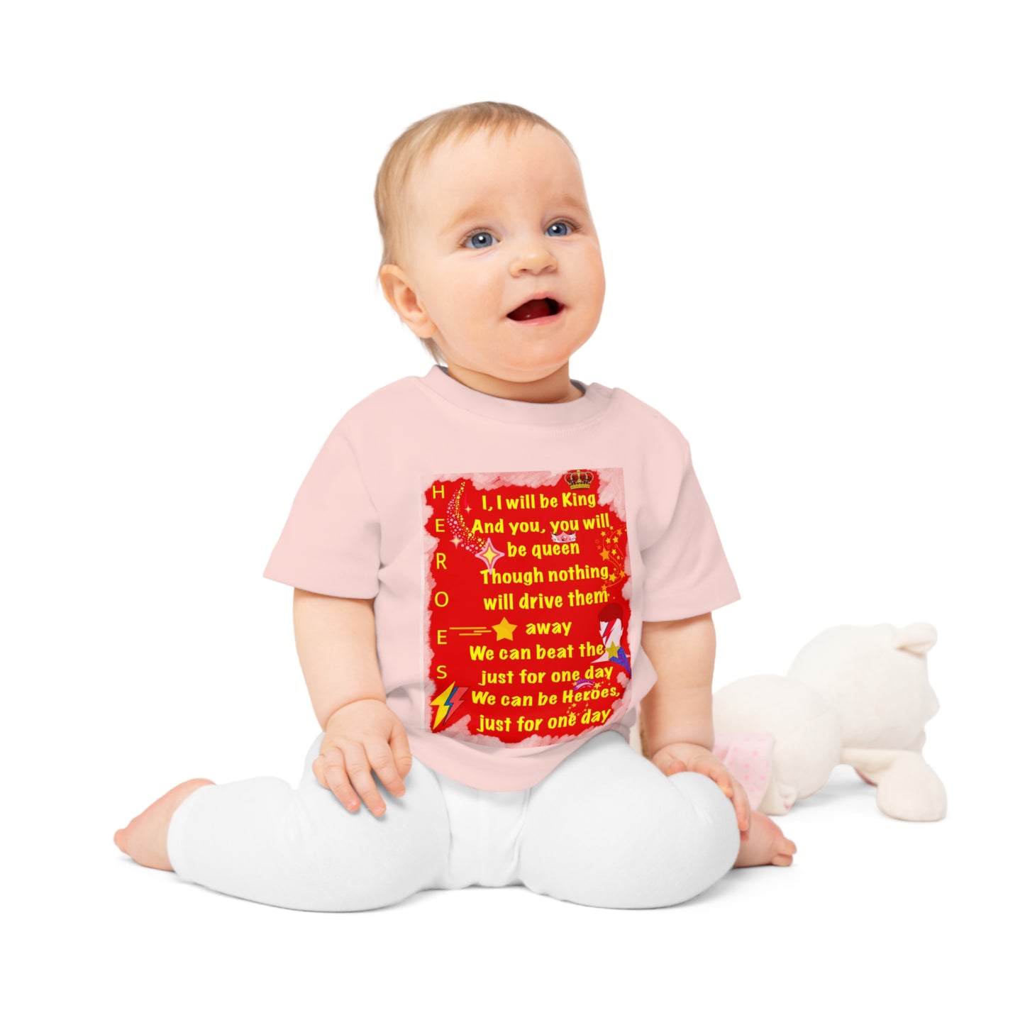 Bowie - Heroes - Baby T Shirt - Bowie Art - Bowie Artwork - David Bowie - Bowie gifts - Baby Gift - Baby Shower gift - Infant gifts