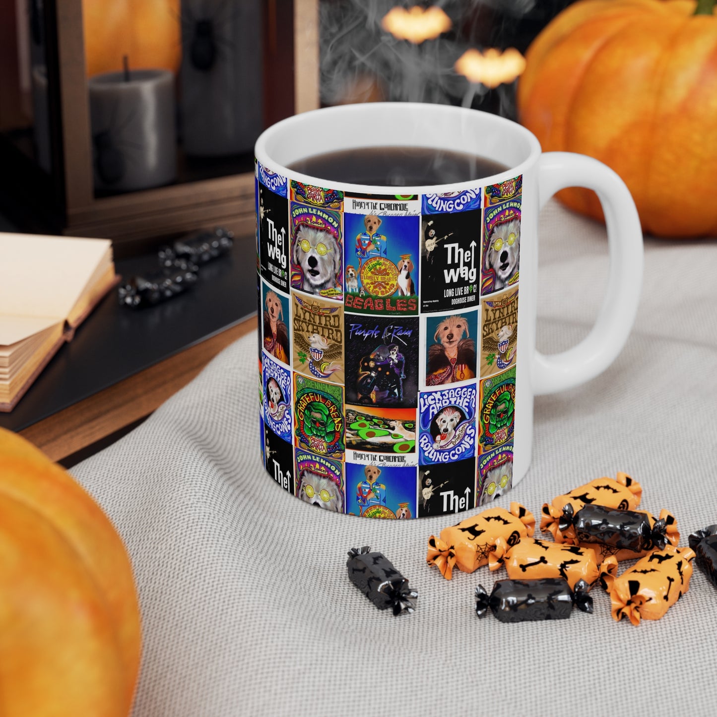 Sir Brennan Collage Coffee Mug - inspired by - The Who - Grateful Dead - John Lennon - Lynyrd Skynyrd - Prince - The Beatles - Led Zeppelin