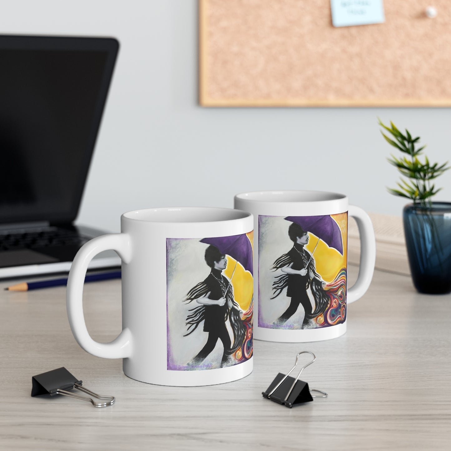 Original Art Prince - third eye girl - purple umbrella - inspired by - Prince - Purple Rain - Prince mugs - prince gifts