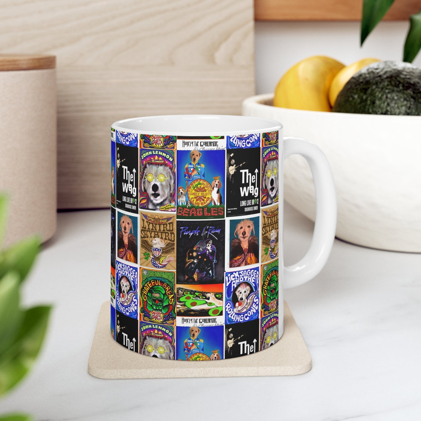 Sir Brennan Collage Coffee Mug - inspired by - The Who - Grateful Dead - John Lennon - Lynyrd Skynyrd - Prince - The Beatles - Led Zeppelin