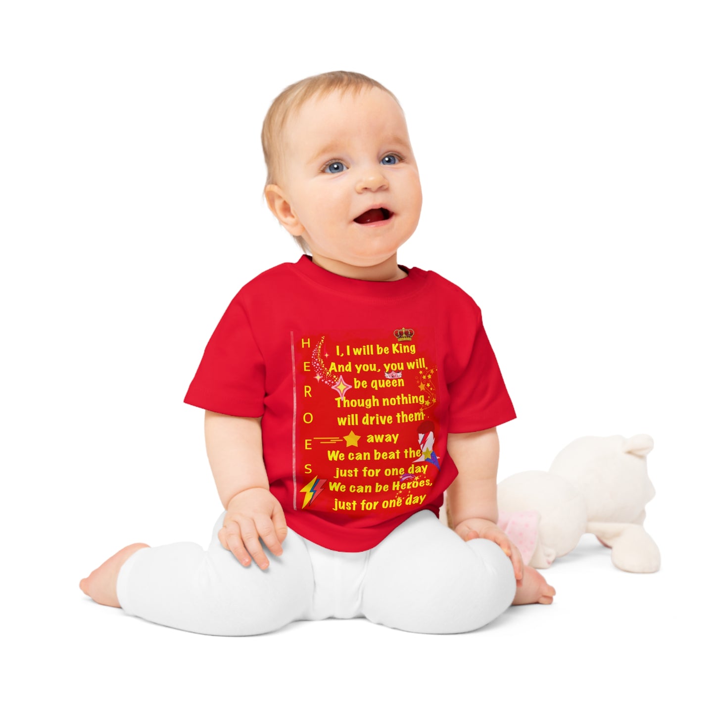 Bowie - Heroes - Baby T Shirt - Bowie Art - Bowie Artwork - David Bowie - Bowie gifts - Baby Gift - Baby Shower gift - Infant gifts