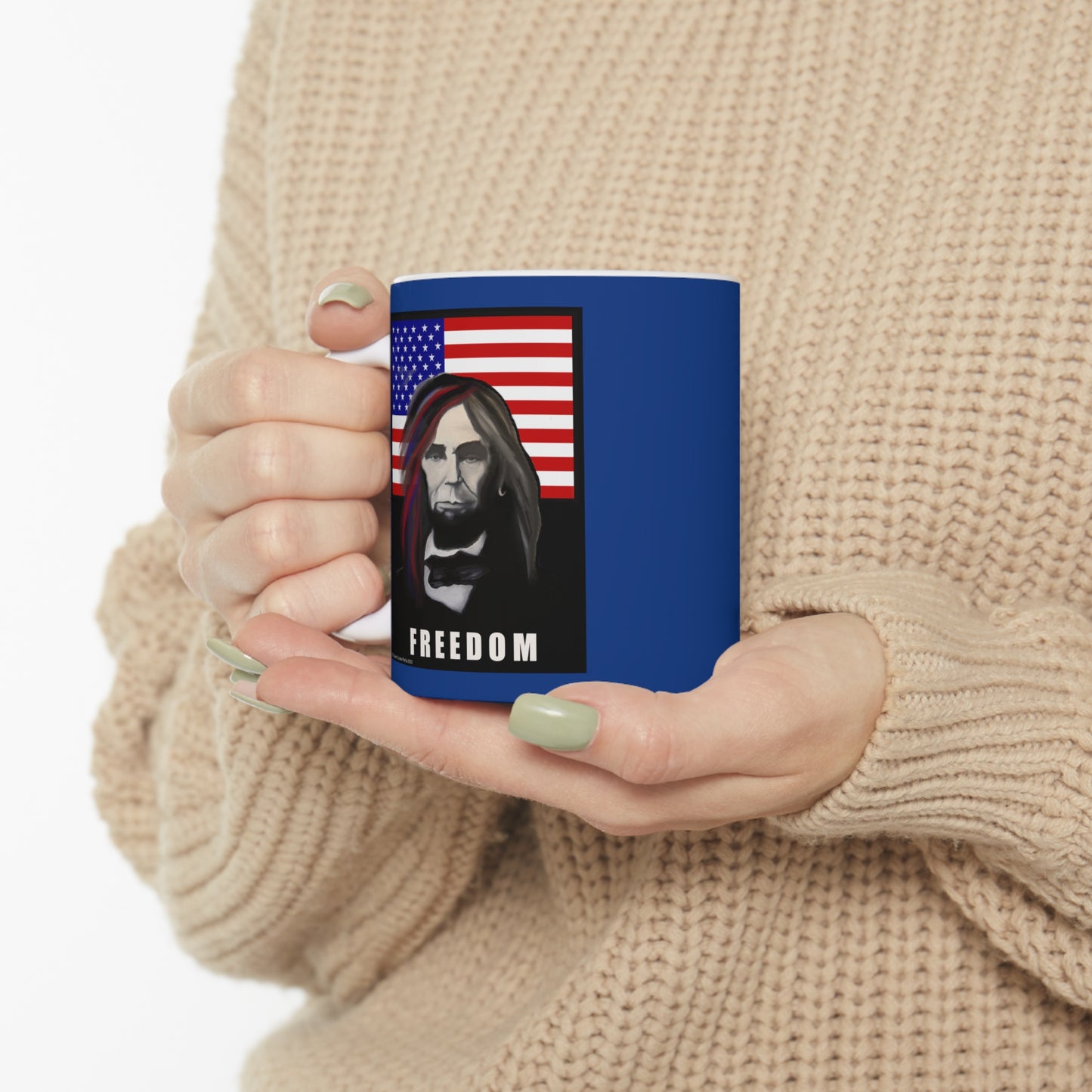 Freedom - Lincoln - American Flag - Patriotic coffee mug - patriot coffee mug - patriotic mug - patriotic coffee mug