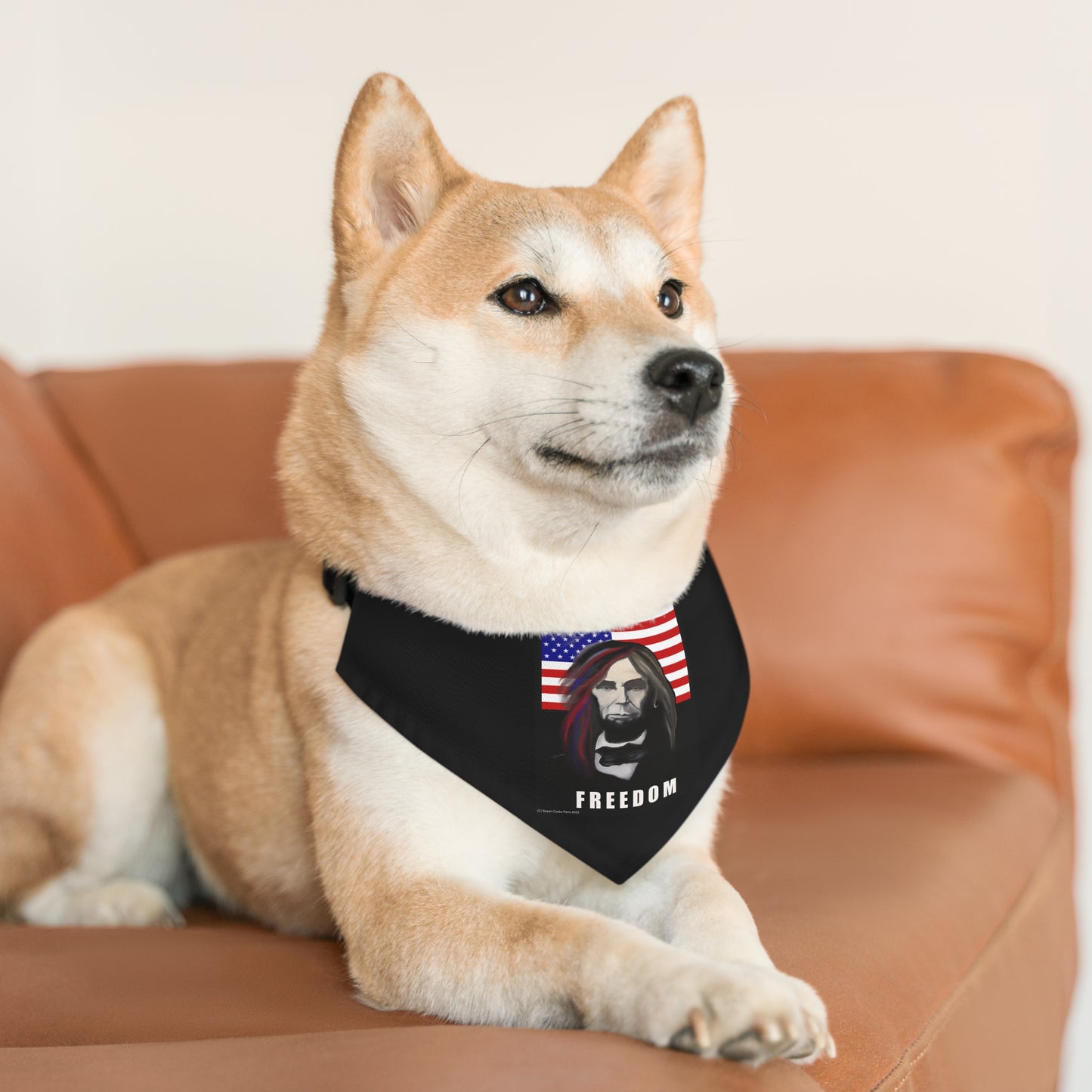 Freedom - American flag - Abe Lincoln - bandana -  Pet - Dog - Cat - Bandana Collar - Dog bandanas - Cat Bandanas - patriotic - American