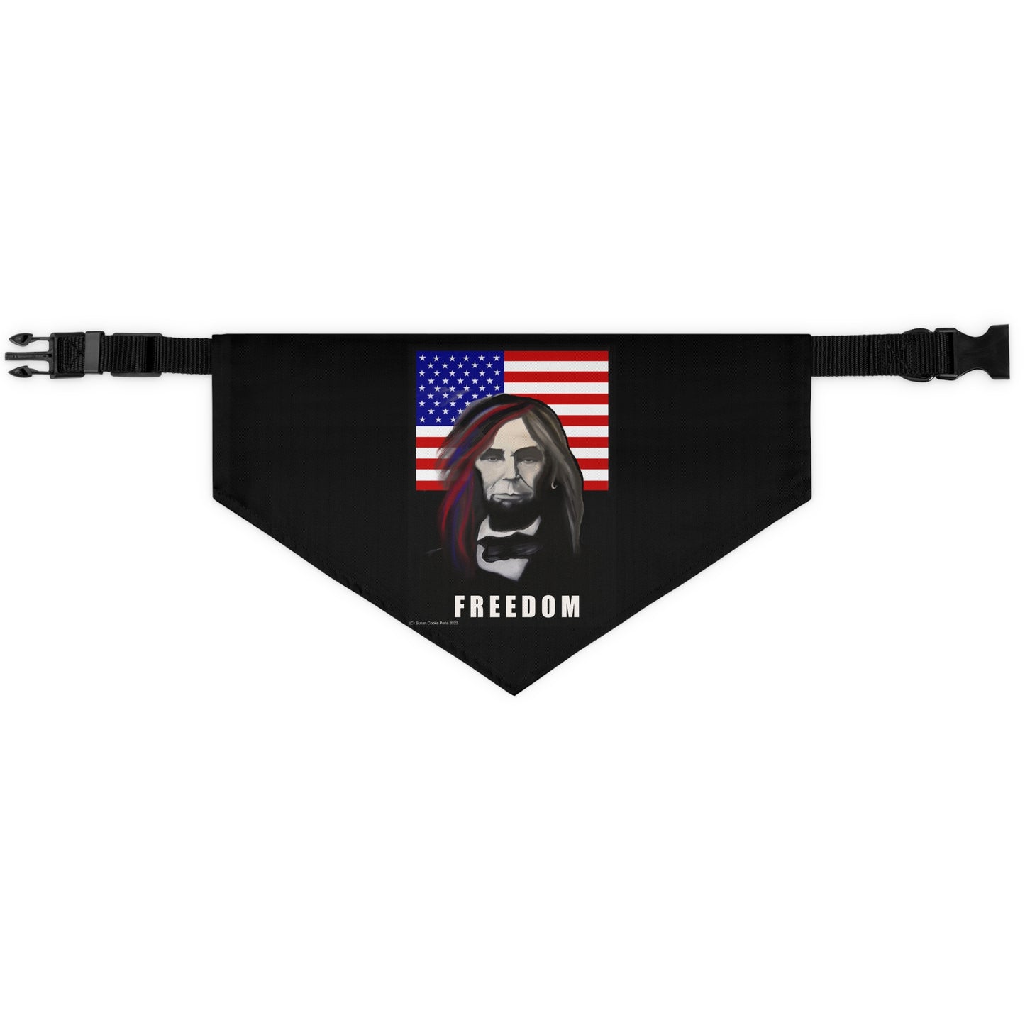 Freedom - American flag - Abe Lincoln - bandana -  Pet - Dog - Cat - Bandana Collar - Dog bandanas - Cat Bandanas - patriotic - American