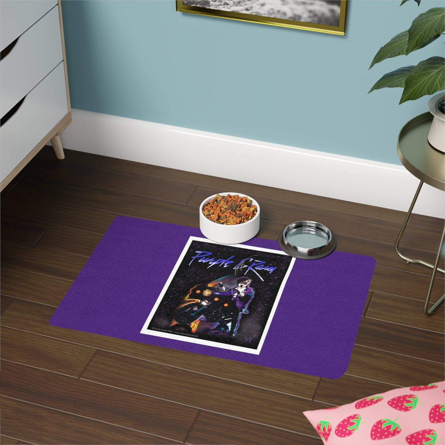 Sir Brennan - Purple Rain-Inspired - Pet Food Mat (12x18) - food mat - dog mat - cat mat- pet food mat - prince - prince purple rain -