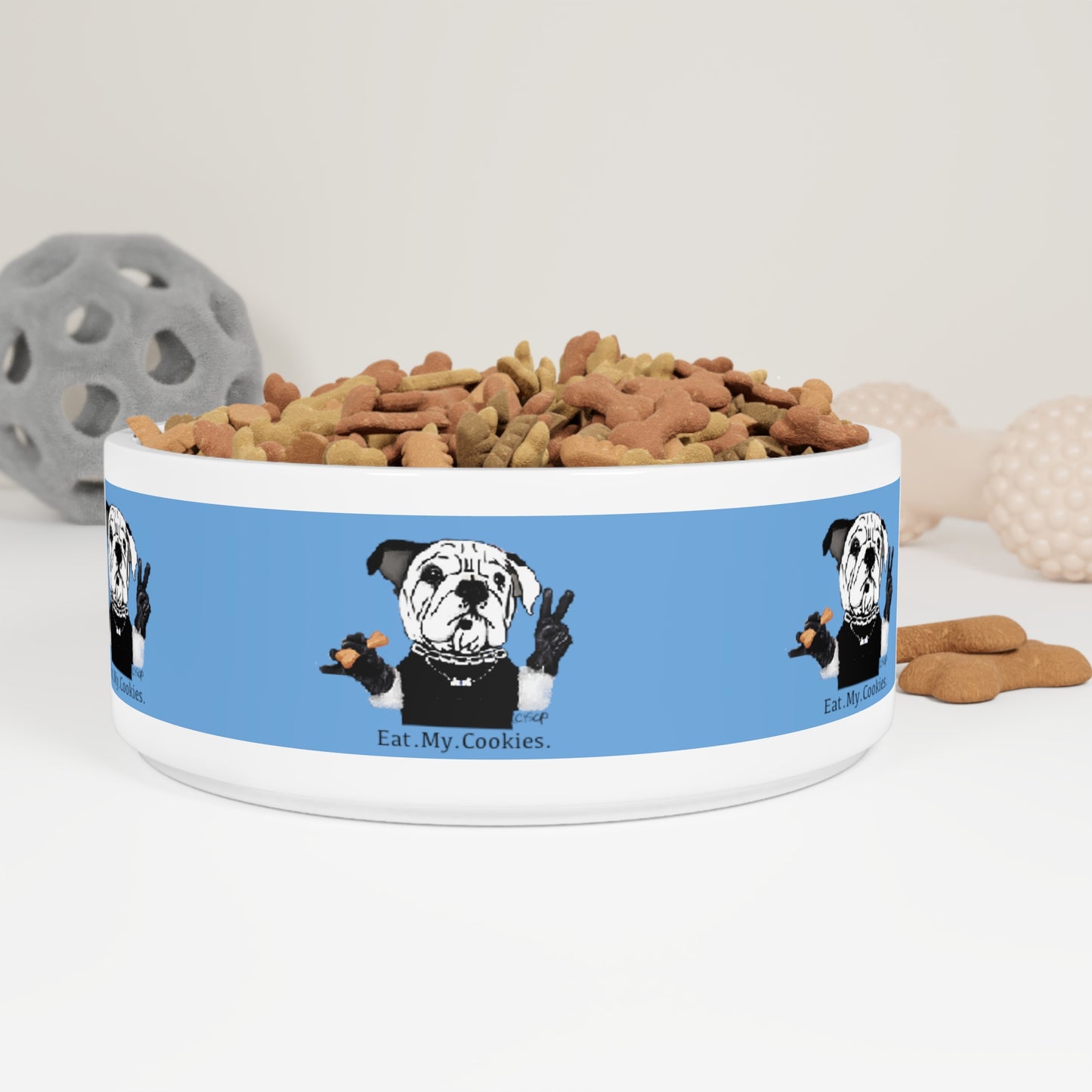 Eat my Cookies - Bulldog - pet food bowl - Pet Bowl - Dog Bowl - Cat Bowl - mommy loves me - fur baby - bulldog gift - bulldog bowl