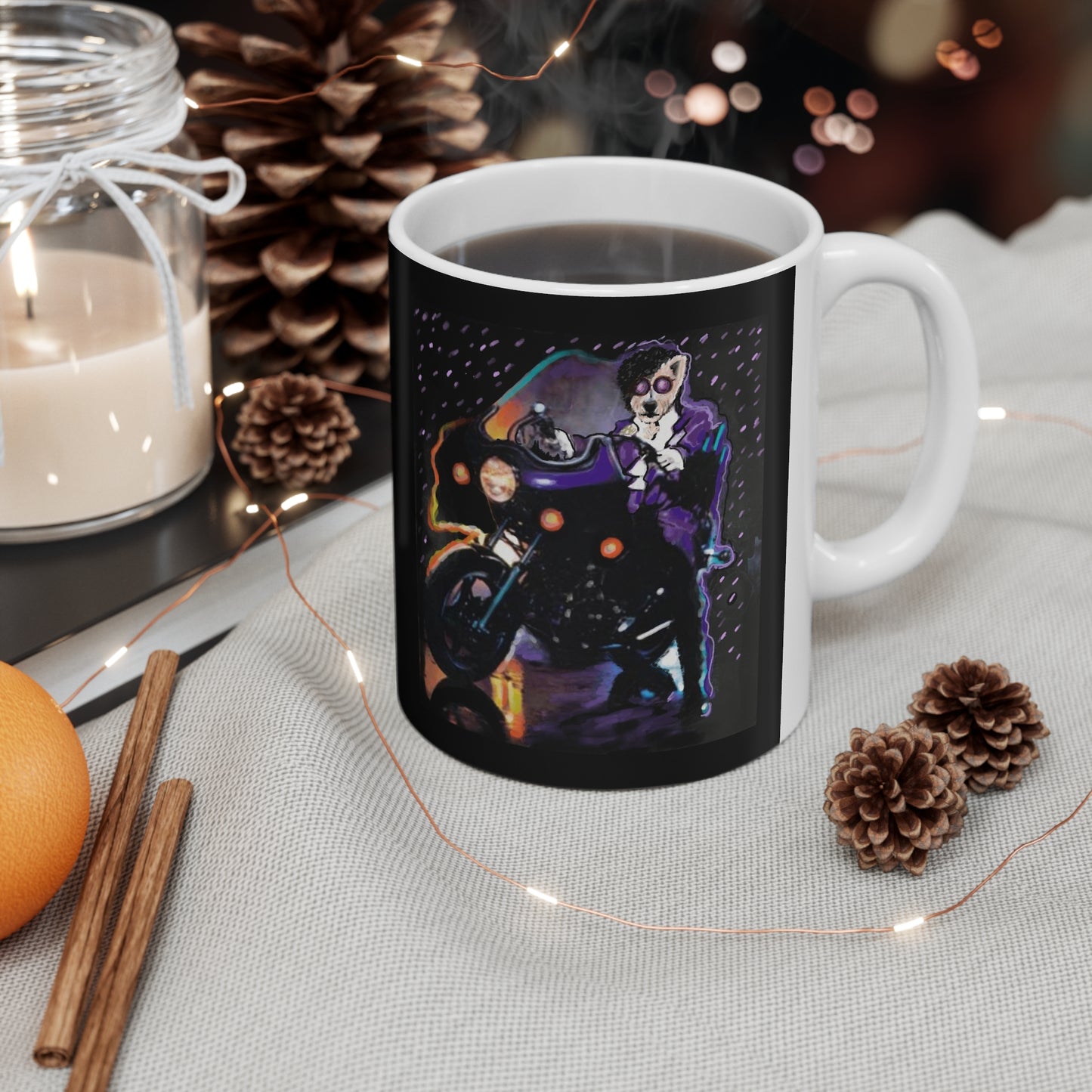 Original Art Sir Brennan Prince - dog mug - inspired by - Prince - Purple Rain - Prince mugs - Purple Rain Movie - Prince fans - Prince gifts