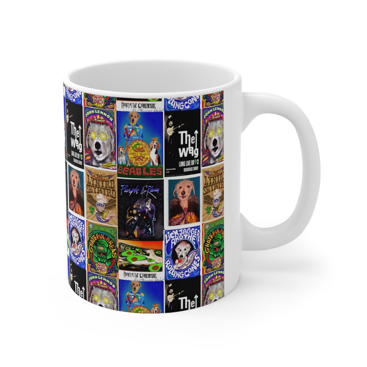 Sir Brennan Collage Coffee Mug - inspired by - The Who - Grateful Dead - John Lennon - Lynyrd Skynyrd - Prince - The Beatles - Led Zeppelin