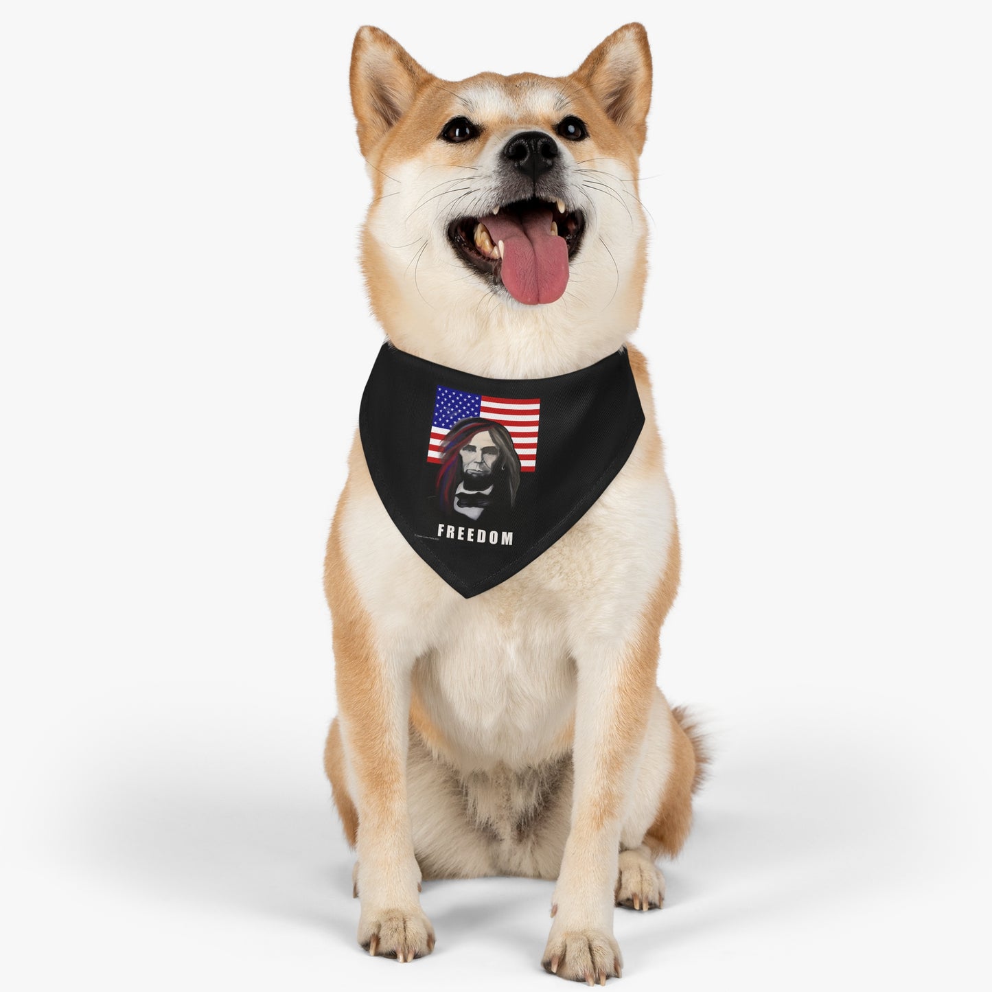 Freedom - American flag - Abe Lincoln - bandana -  Pet - Dog - Cat - Bandana Collar - Dog bandanas - Cat Bandanas - patriotic - American