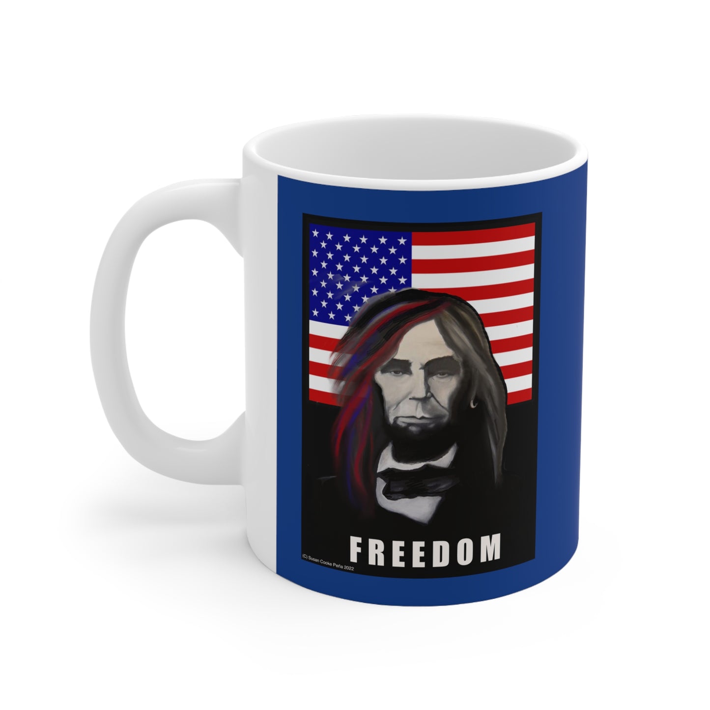 Freedom - Lincoln - American Flag - Patriotic coffee mug - patriot coffee mug - patriotic mug - patriotic coffee mug