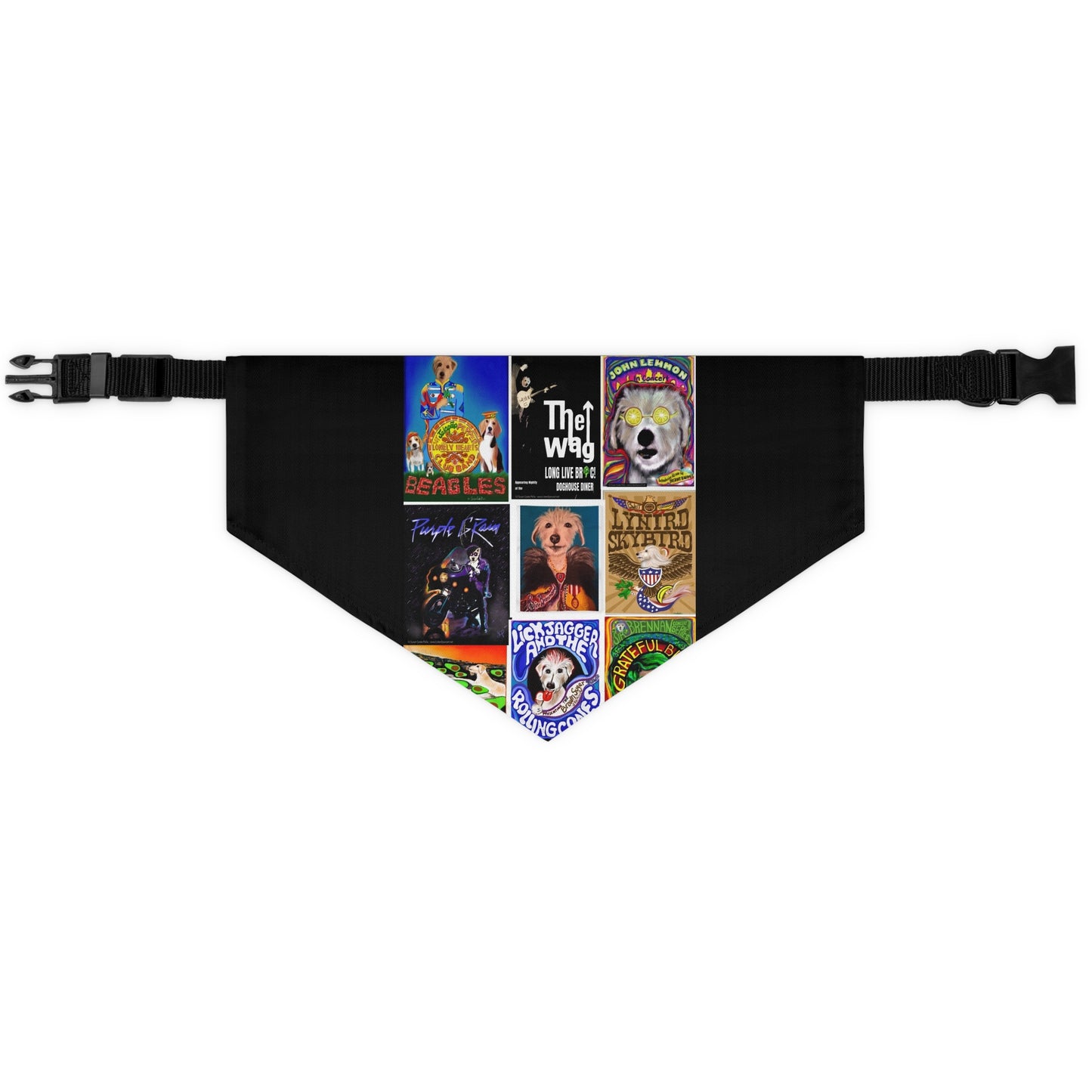 Sir Brennan Rock and roll Collage - Pet - Dog - Cat - Bandana Collar - Dog bandanas - Cat Bandanas - Custom pet bandanas - Beatles - stones - who