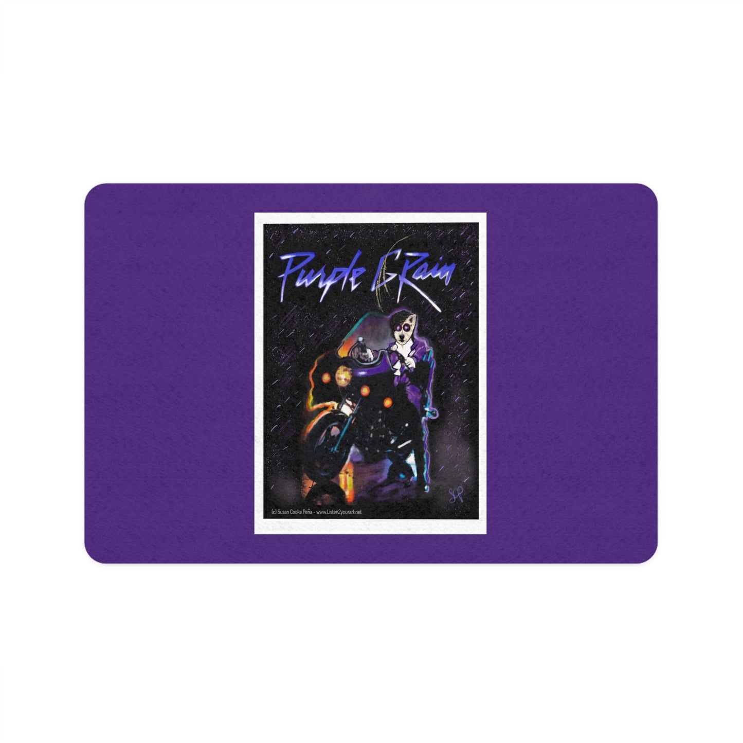 Sir Brennan - Purple Rain-Inspired - Pet Food Mat (12x18) - food mat - dog mat - cat mat- pet food mat - prince - prince purple rain -