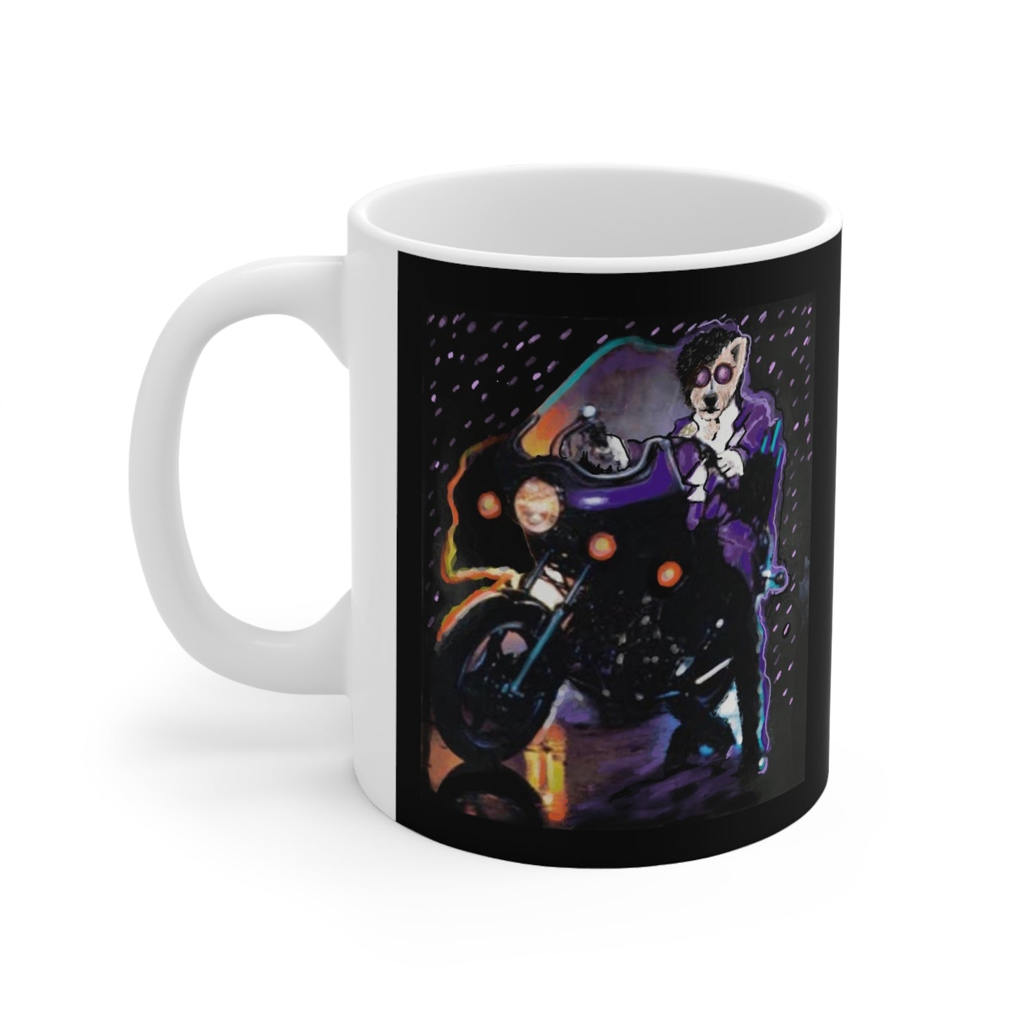 Original Art Sir Brennan Prince - dog mug - inspired by - Prince - Purple Rain - Prince mugs - Purple Rain Movie - Prince fans - Prince gifts