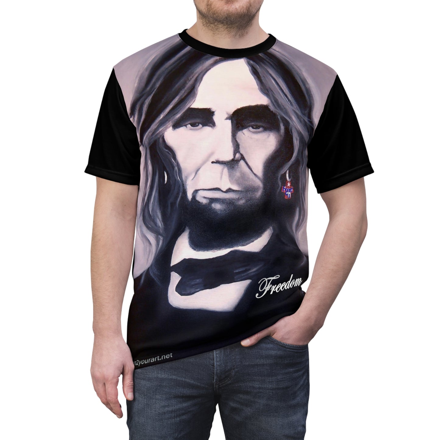 All Over Print AOP Long - Haired Lincoln Unisex Cut & Sew Tee (AOP)