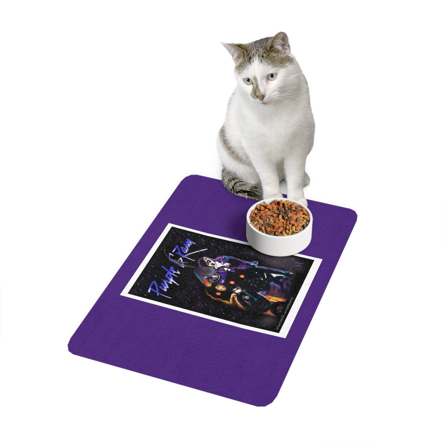 Sir Brennan - Purple Rain-Inspired - Pet Food Mat (12x18) - food mat - dog mat - cat mat- pet food mat - prince - prince purple rain -