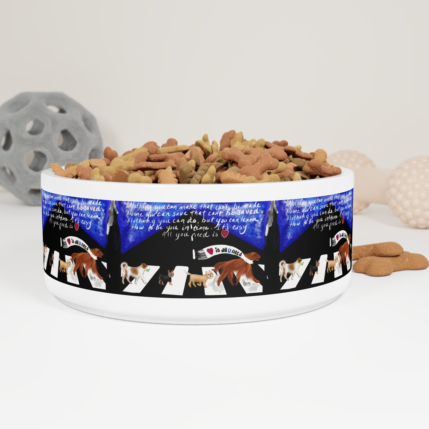 Beatle-Inspired Art - Pet Bowl - All You Need is Love - Dog Bowl - Cat Bowl - Beatles - Beatle - Beatle dog - Beatle gift - Beatle dog items - John Lennon - Paul McCartney