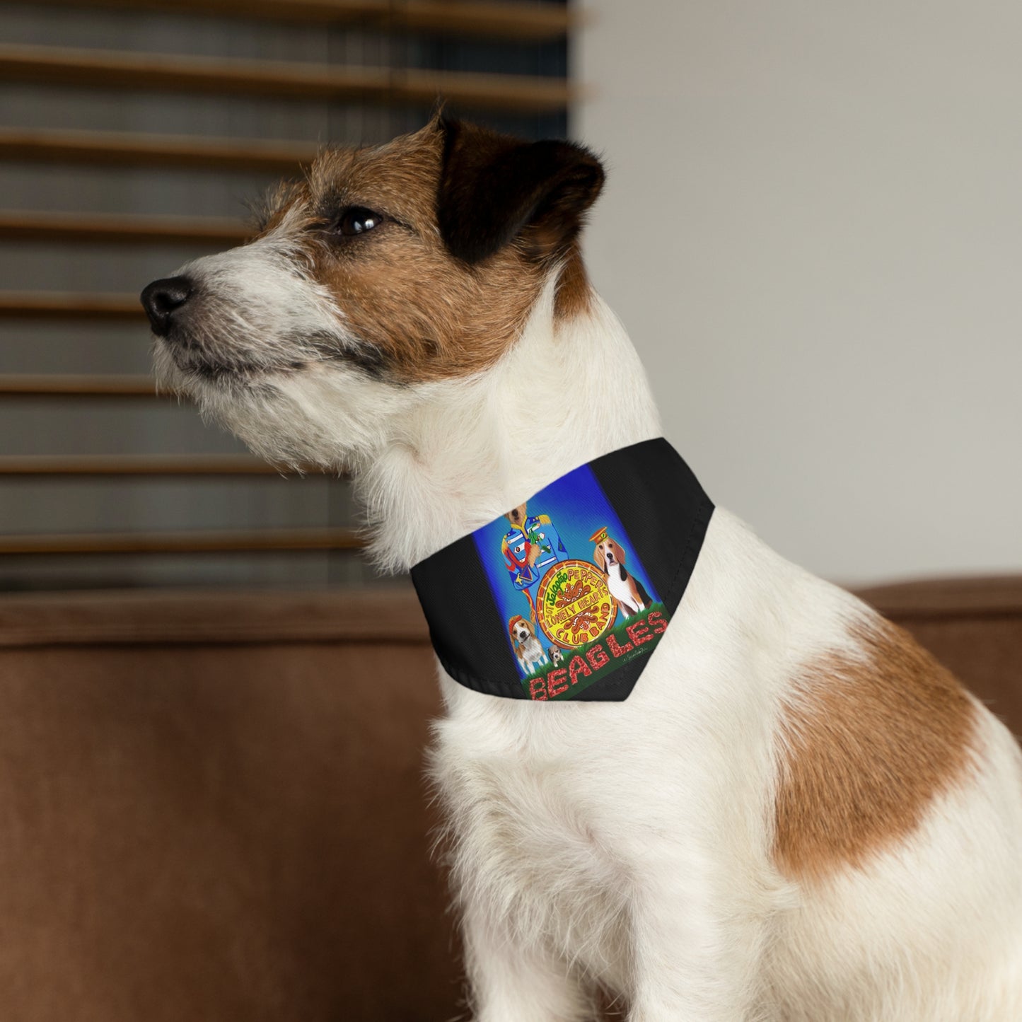 Sir Brennan Beatles inspired Rock and roll bandana - Pet - Dog - Cat - The Beatles - Bandana Collar - Dog bandanas - Cat Bandanas - Custom bandanas - beagles - Beatles